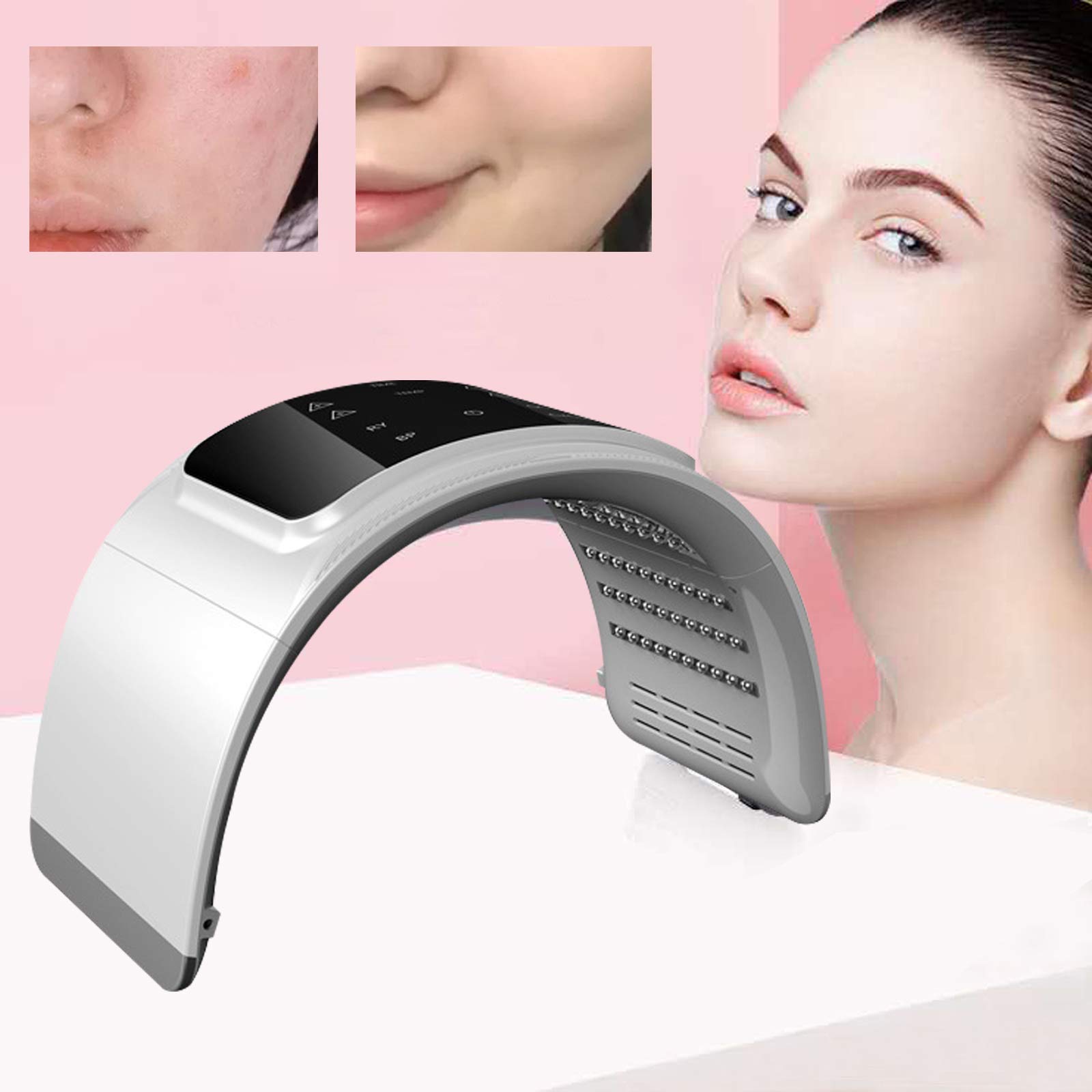 7-Color LED Face Mask with PDT Photon Therapy for Facial & Body Skin Care - Touch Screen Control - Salon & Spa Equipment - USA Stock - Perfect for Anti-Aging, Acne Treatment & Skin Rejuvenation at Home