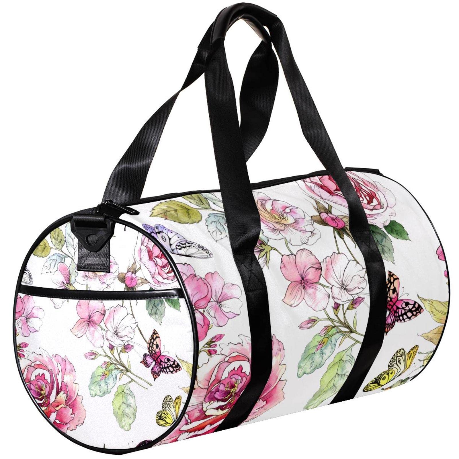 Women's Gym Duffle Bag with Peony Print - Perfect for Workout & Travel