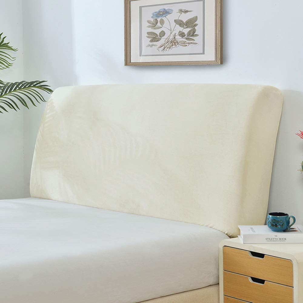 Premium Plush Solid Color Elastic Bed Headboard Cover - Thickened Dustproof Velvet Protector for Beds (180-195cm, Beige) | Perfect for Bedroom Decor, Headboard Protection & Home Styling