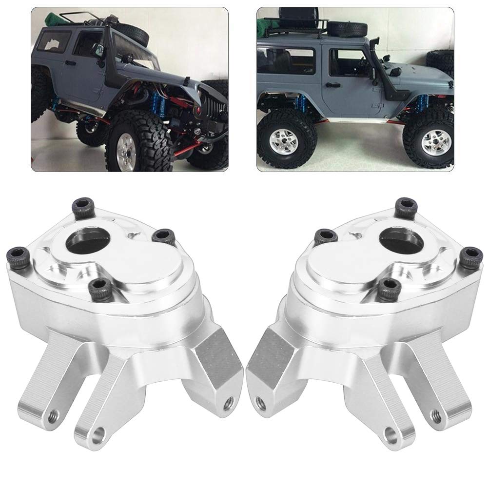 2Pcs Aluminum Alloy RC Car Front Steering Cup & Axle Shell Housing - Compatible with SCX10 III RC Crawler (Silver) | Durable Replacement Part for Off-Road RC Car Upgrades & Repairs