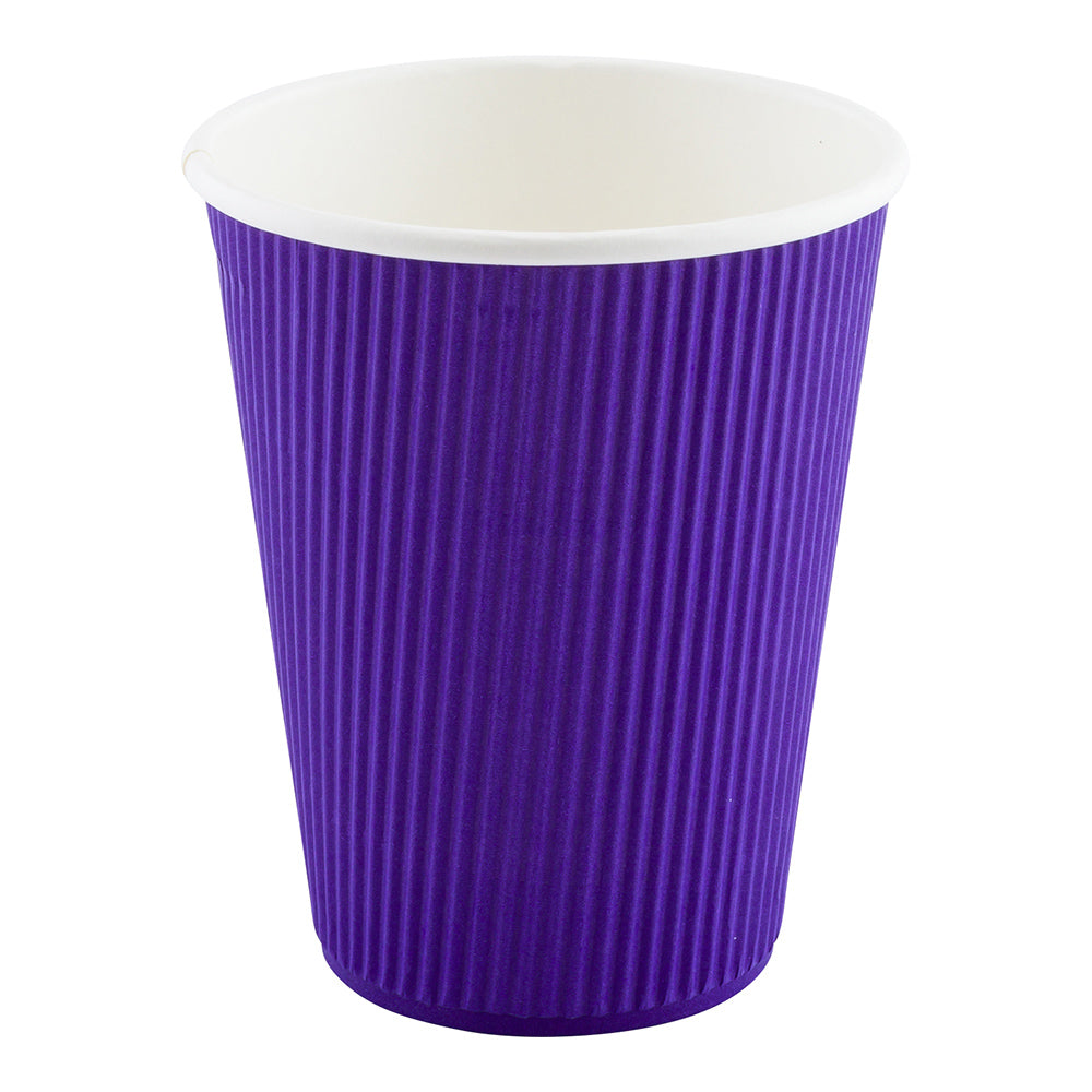 12 oz Royal Purple Paper Coffee Cups with Ripple Wall - 3.5