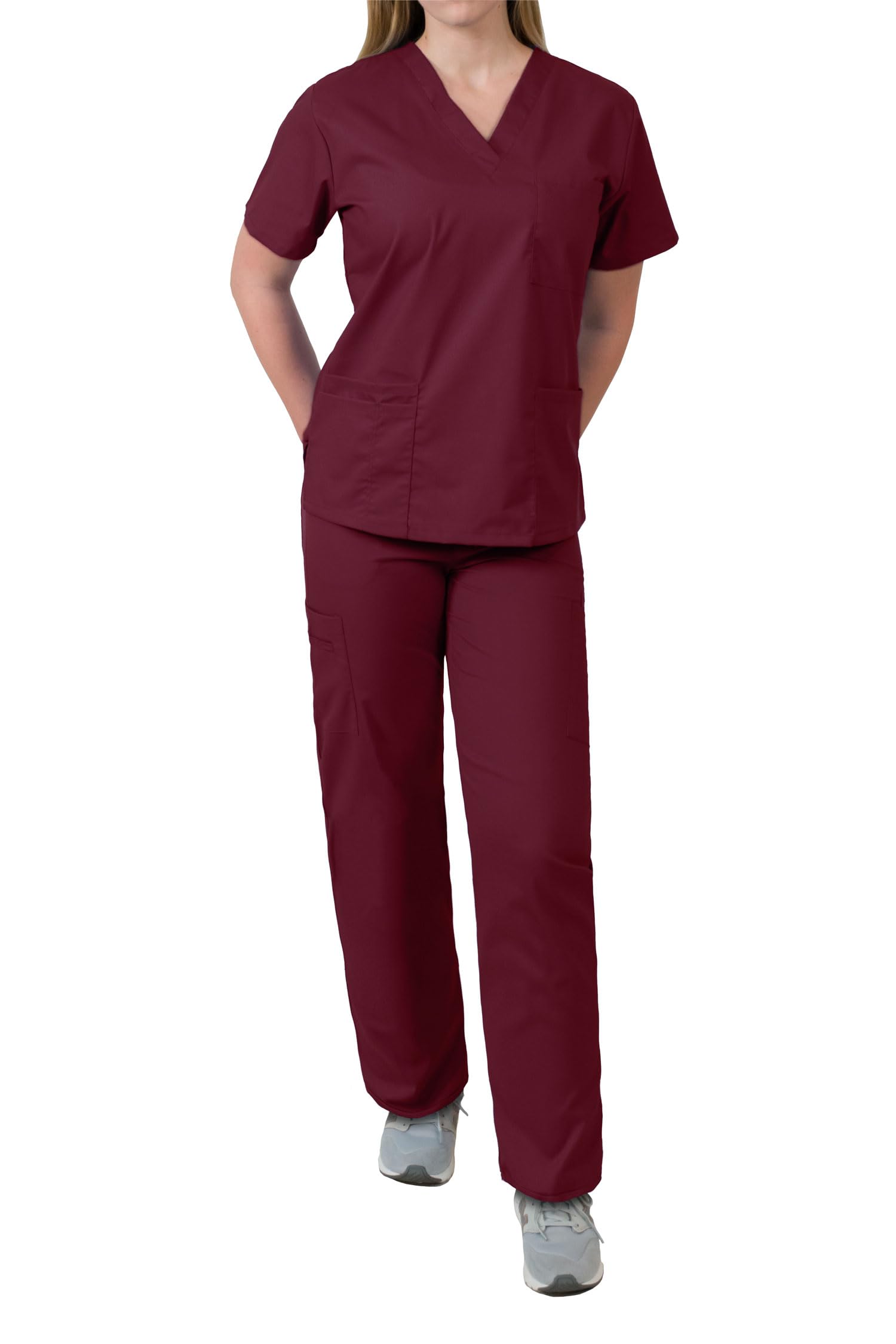 MedGear Women's Scrubs Set - 4 Pocket Top & Multi-Pocket Pants | Comfortable Medical Uniform for Nurses, Doctors & Healthcare Professionals | Perfect for Hospitals, Clinics & Long Shifts