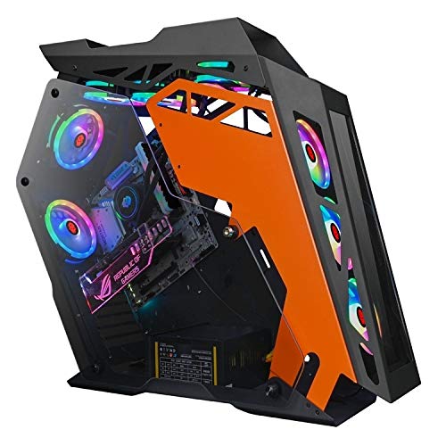 YHMC HDZY ATKK Gaming PC Case - High Performance Computer Main Case for Internet Cafes & Home Gaming (Big Coffee Black Orange) | Perfect for Esports, Streaming & Multi-Tasking