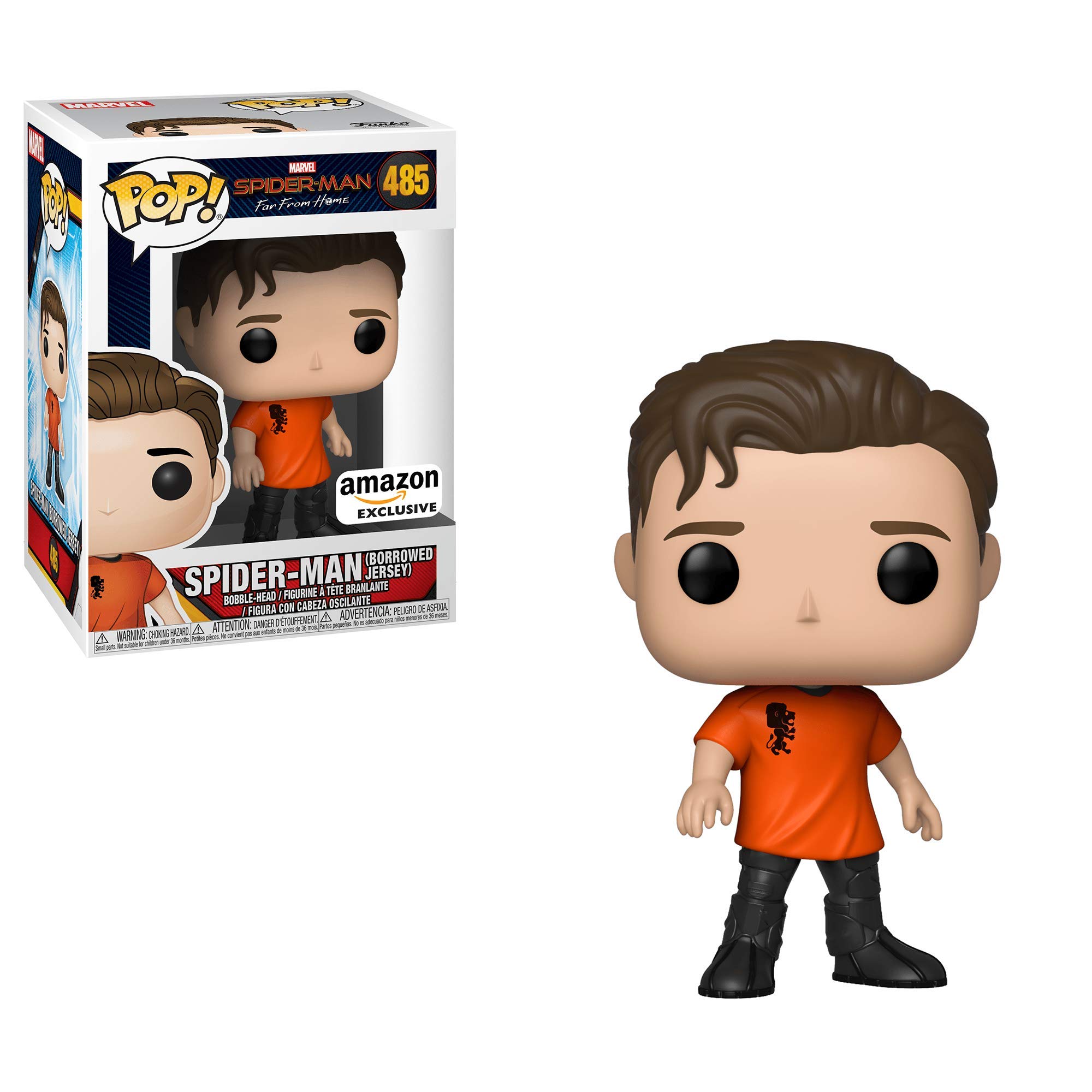 Funko POP! Marvel Spider-Man Far from Home #485 (Borrowed Jersey) Vinyl Figure - Exclusive Collectible for Marvel Fans, Home Decor & Gift for Superhero Lovers
