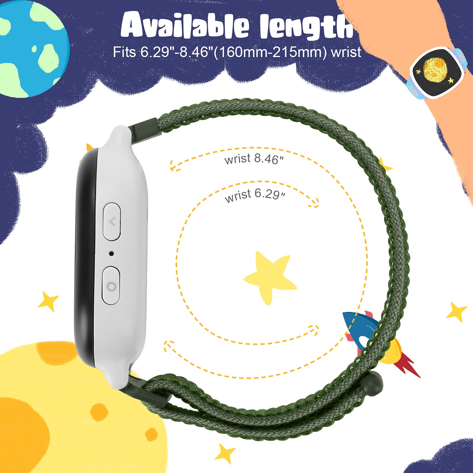 MHunter Kids Nylon Watch Band - 20mm Soft Breathable Sport Hook Loop Strap Compatible with Gizmo Watch 3 2 1, Gabb Watch 3 2 1, SyncUP Watch - Durable Replacement Smartwatch Bands for Boys & Girls - Perfect for School, Sports & Outdoor Activities