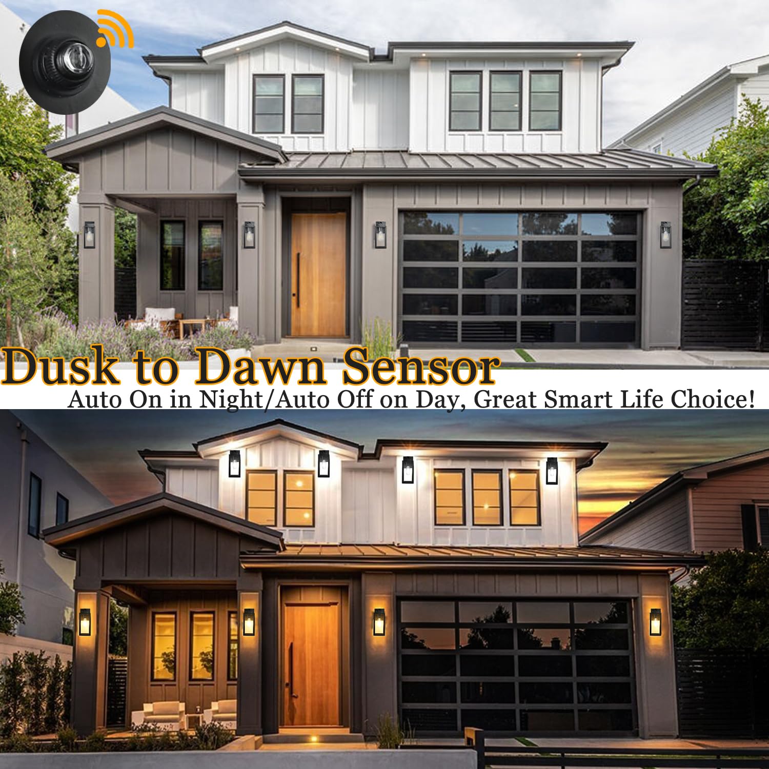 **Dusk to Dawn Outdoor Lights - Energy Efficient LED Motion Sensor Security Lights for House, Front Porch, Backyard, and Garage (Weatherproof & Easy Installation) - Perfect for Home Safety and Nighttime Illumination**
