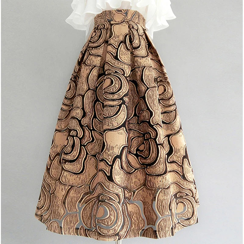 Vintage High Waist Skirt for Women - Loose Gauze Folded Office Skirt with Zipper Design | Summer Fashion & Casual Work Wear