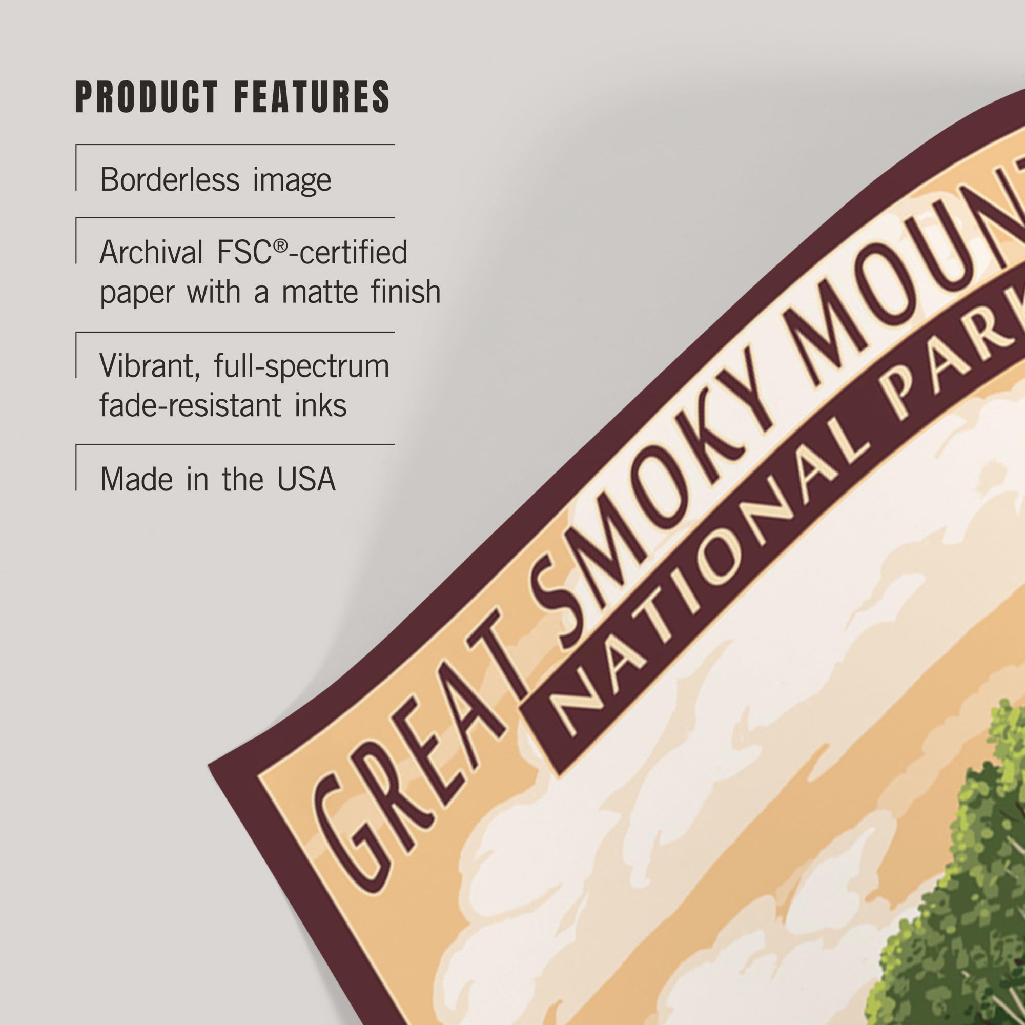 Lantern Press 16x24 Inch Giclee Art Print - Newfound Gap Landscape in Great Smoky Mountains National Park, Tennessee | Wall Decor for Living Room, Bedroom & Office