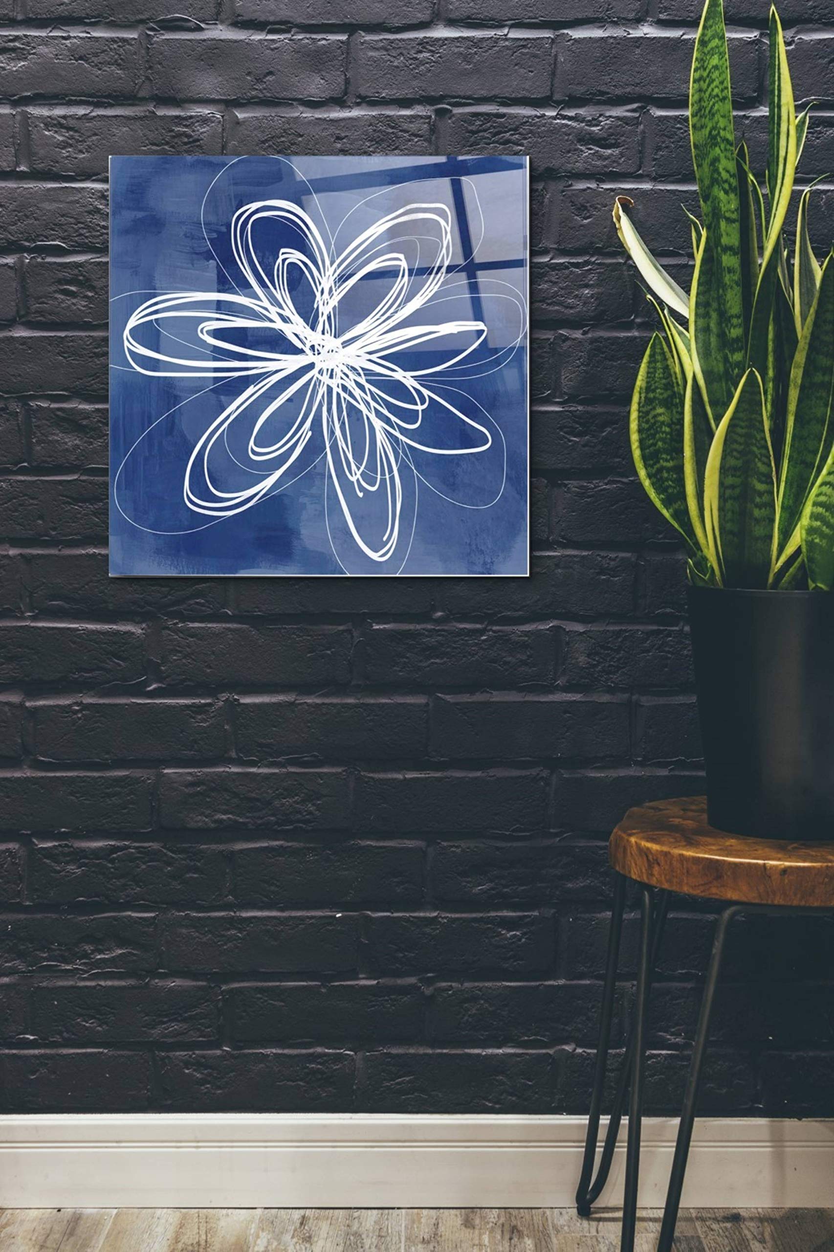 Painted Sky Flower Acrylic Glass Wall Art by Linda Woods - 24x24 Inches Modern Abstract Painting for Living Room, Bedroom & Office Decor