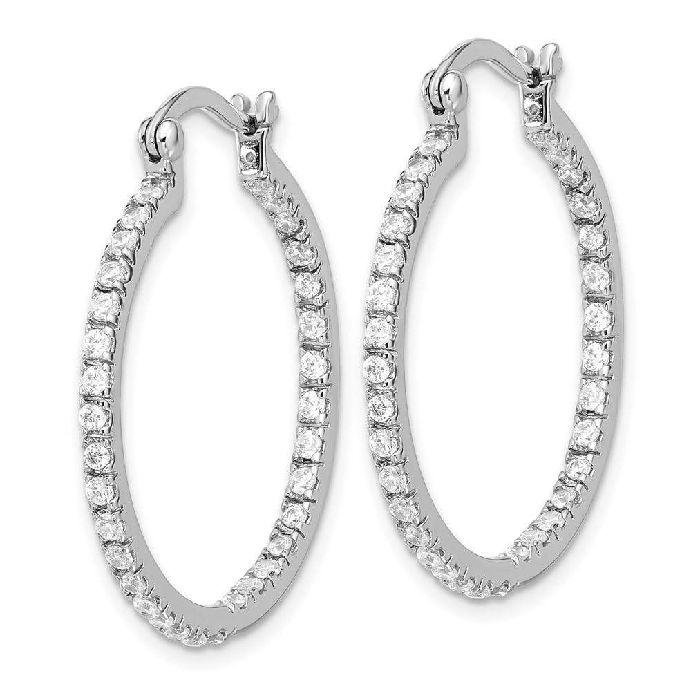 925 Sterling Silver Cubic Zirconia Hoop Earrings for Women - 1.3 Inch Large Hoops, Hypoallergenic Fashion Jewelry - Perfect for Parties, Weddings & Everyday Wear