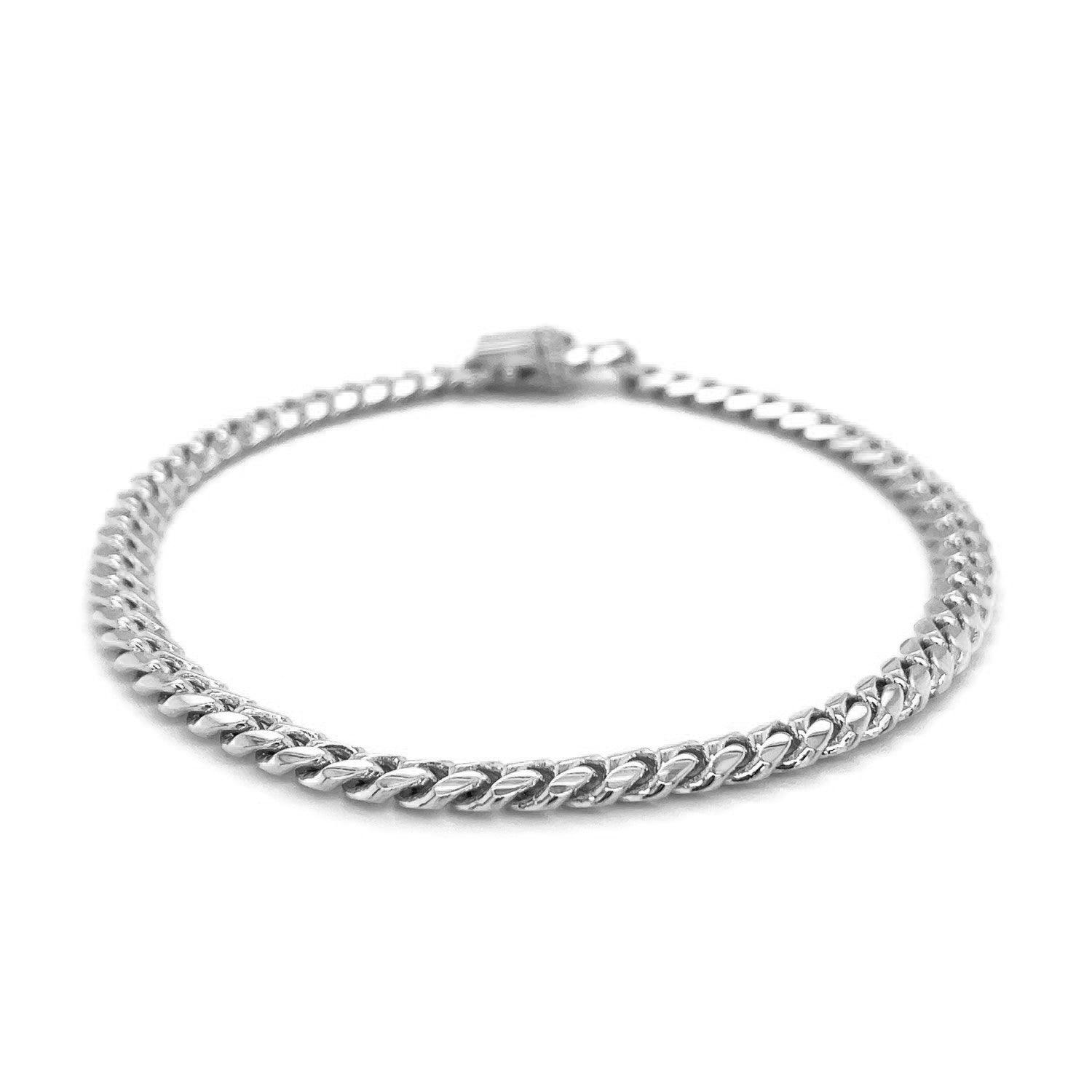 5.0mm 14K White Gold Classic Miami Cuban Solid Link Bracelet for Men & Women - Perfect for Gifts, Parties, and Everyday Luxury