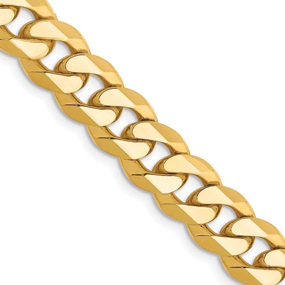 The Black Bow 8.5mm 14k Yellow Gold Solid Beveled Curb Chain Necklace - Perfect for Elegant Evening Wear and Special Occasions