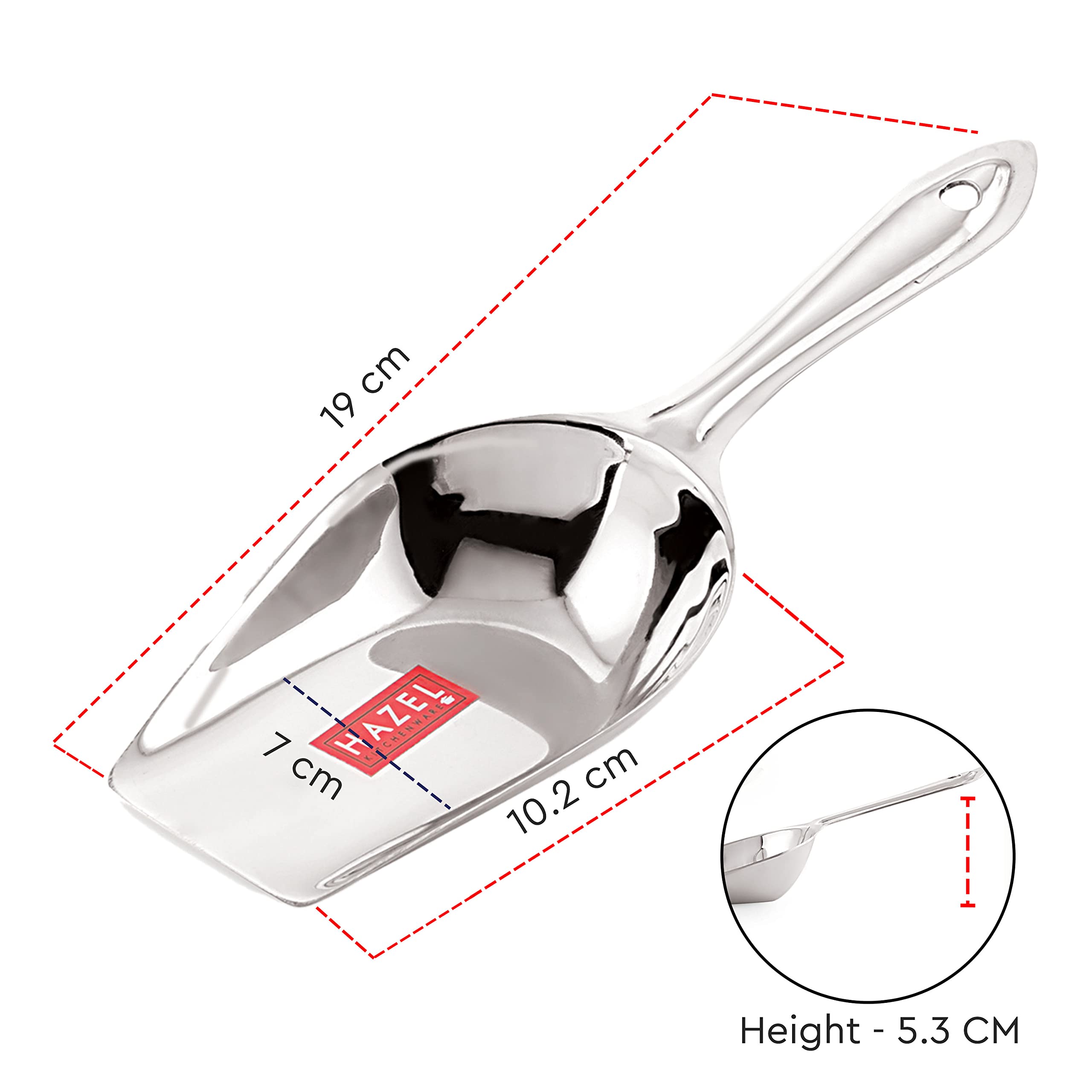 Premium Stainless Steel Scoop Spoon for Flour, Grain, Candy & Spices - Heavy Duty Kitchen & Grocery Store Accessory - Medium Size, Silver - Ideal for Baking, Cooking & Bulk Food Dispensing