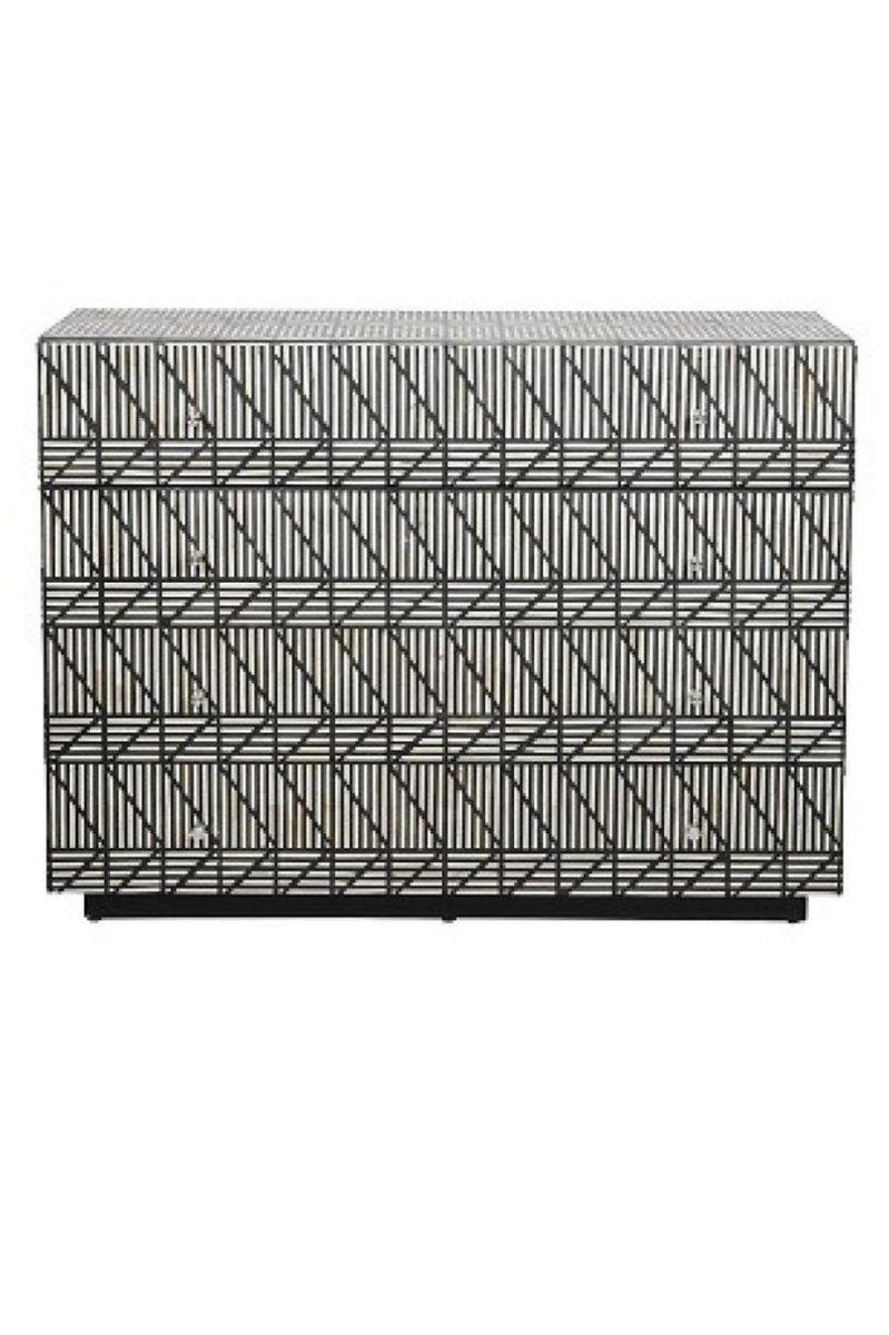 Handmade Exclusive Bone Inlay 3-Drawer Dresser - Vintage Boho Bedroom Furniture for Home Decor & Storage