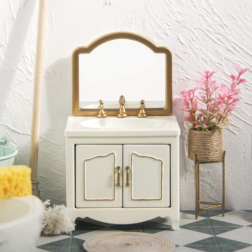 1:12 Scale Miniature Metal Dollhouse Bathroom Sink - White OB11 Dollhouse Accessories for Realistic Home Decor & DIY Miniature Scenes
