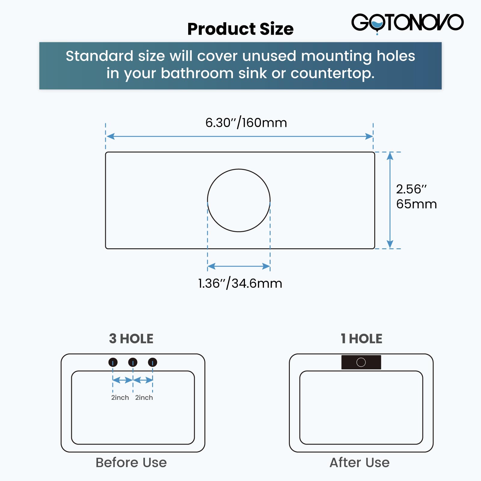 Gotonovo 6 Inch Rectangle Deck Mount Faucet Plate - Matte Black Faucet Hole Cover Escutcheon for Kitchen & Bathroom Sink (Fits 1-Hole or 3-Hole 4-Inch Centerset) | Durable & Stylish Sink Accessory for Modern Home Upgrade
