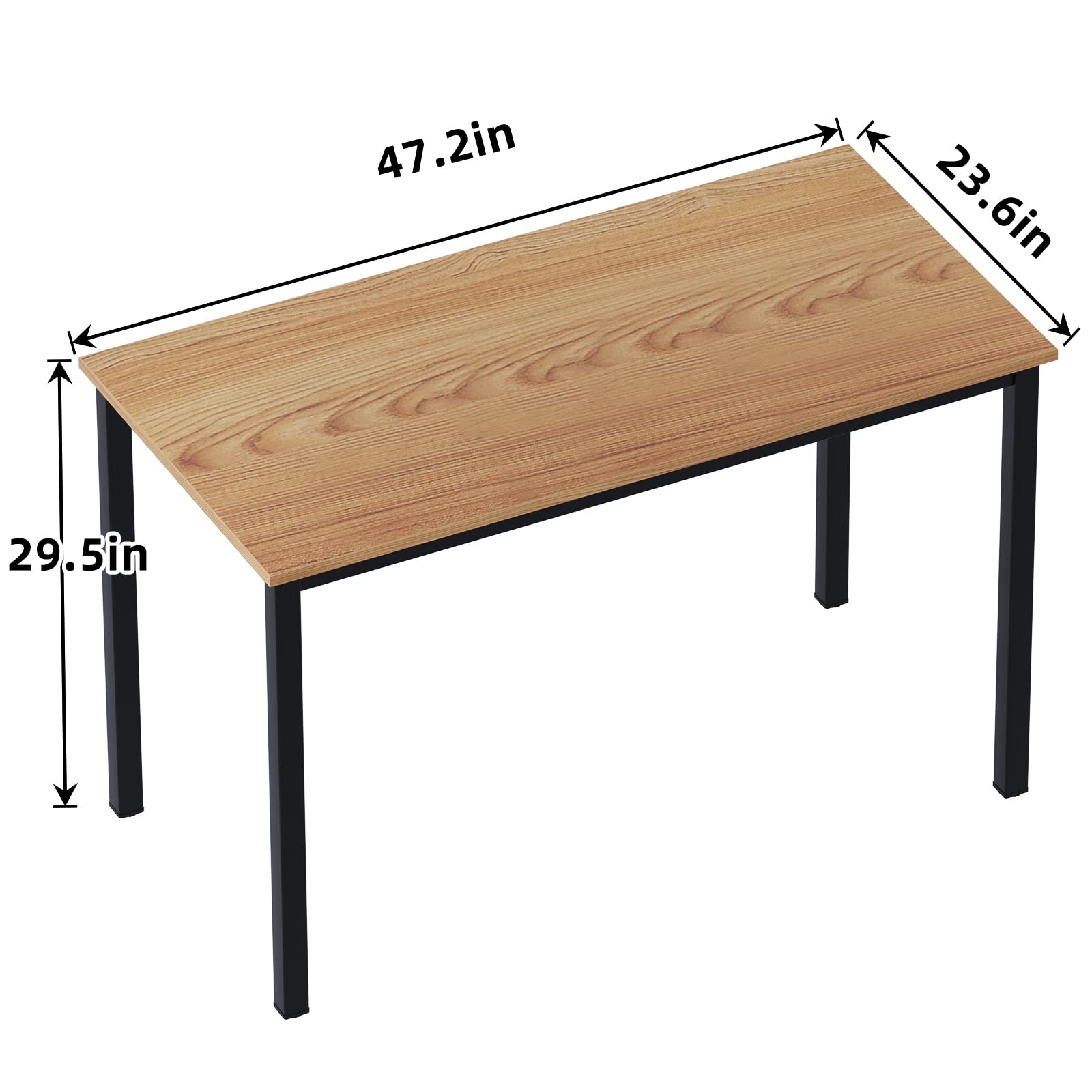 SogesFurniture 47 Inch Large Computer Desk - BIFMA Certified Sturdy Office Desk & Writing Table, Teak Top with Black Legs (BHUS-AC3BB-120) - Perfect for Home Office, Gaming Setup, and Study Room Workspace