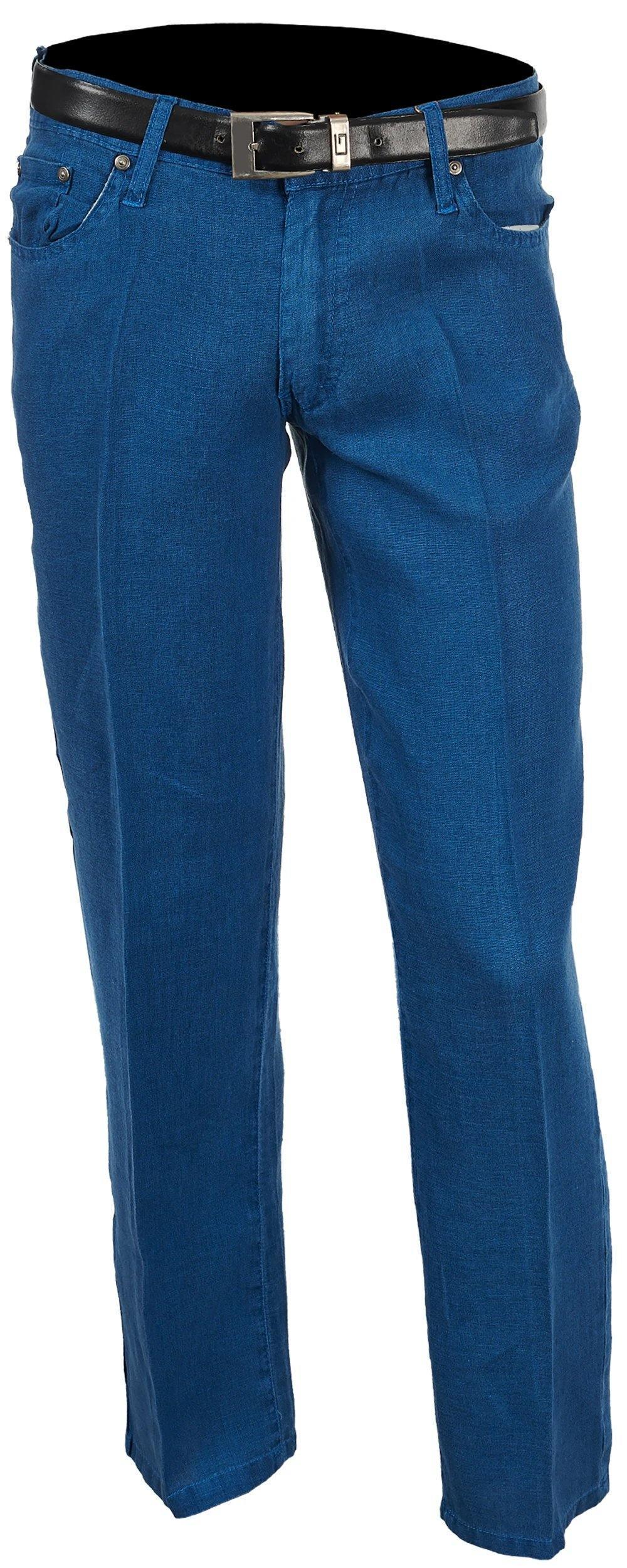 Men's Slim Fit Linen Jeans in Cobalt Blue | Comfortable & Breathable Summer Pants for Casual Wear & Outdoor Activities