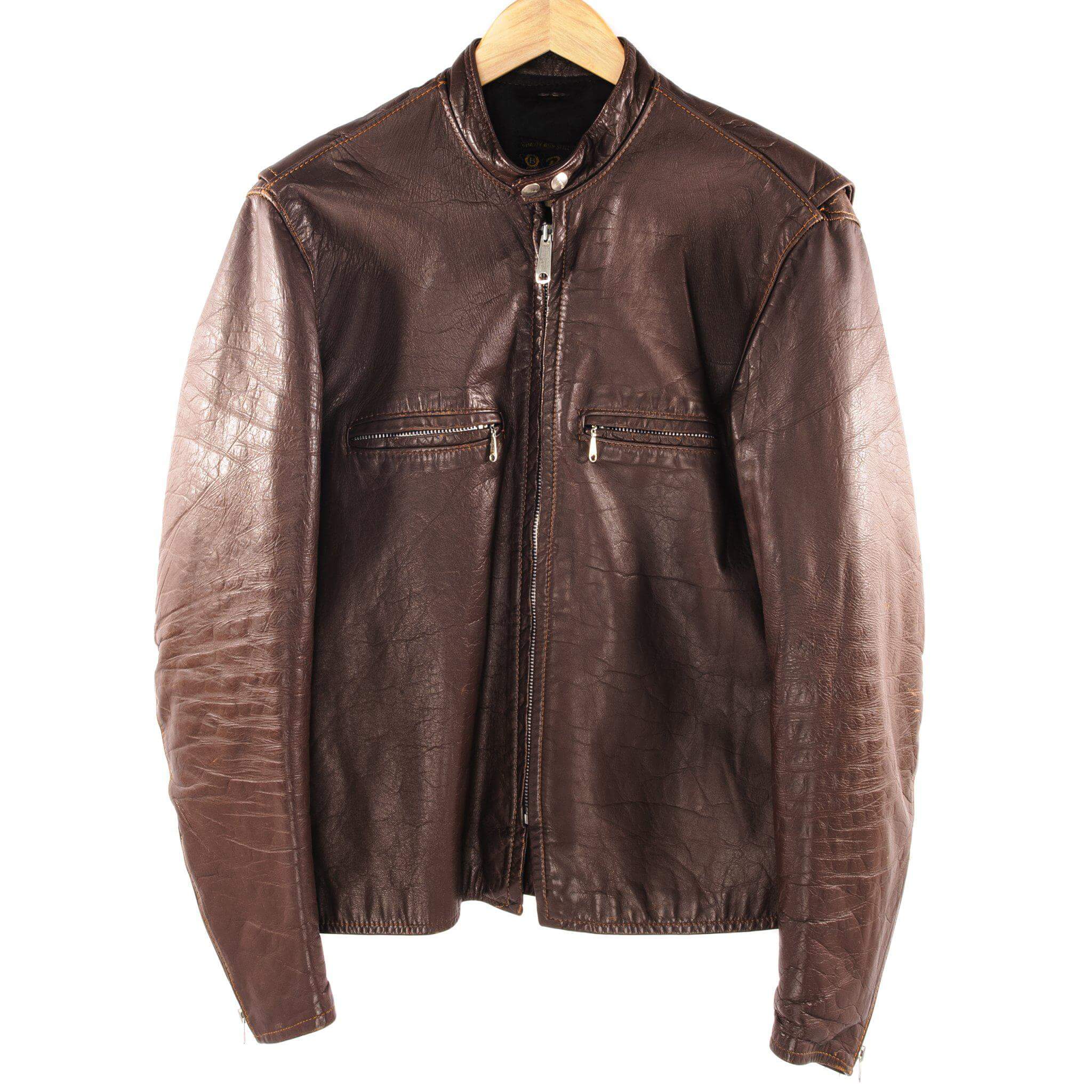 Vintage Brooks Genuine Leather Jacket for Men - Size 44 - Classic American Made Biker Jacket - Perfect for Motorcycle Riding, Casual Wear & Vintage Fashion