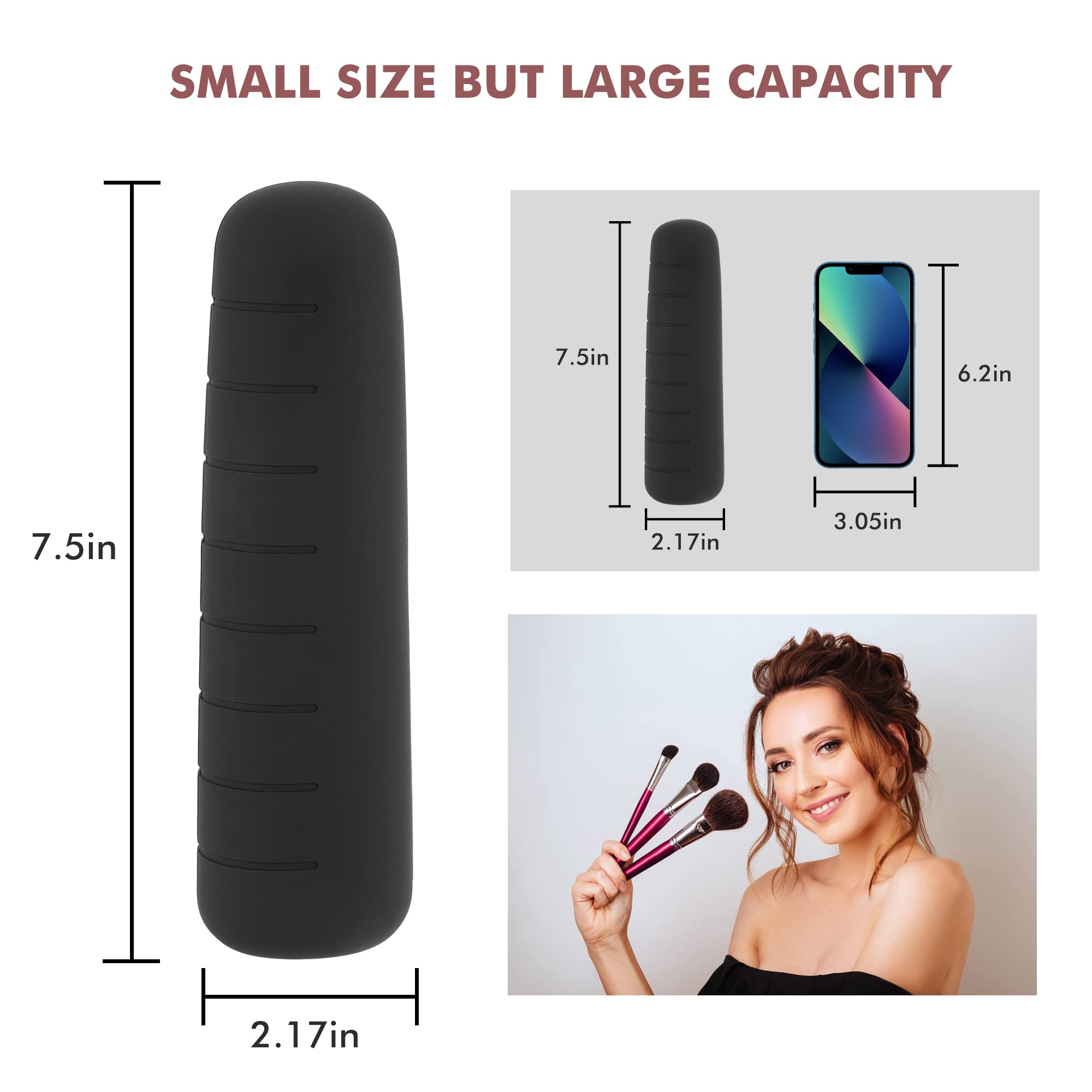 Premium Silicone Travel Makeup Brush Holder - Portable Cosmetic Organizer Case for Face Brushes (Black) | Ideal for On-the-Go Makeup Artists & Travelers