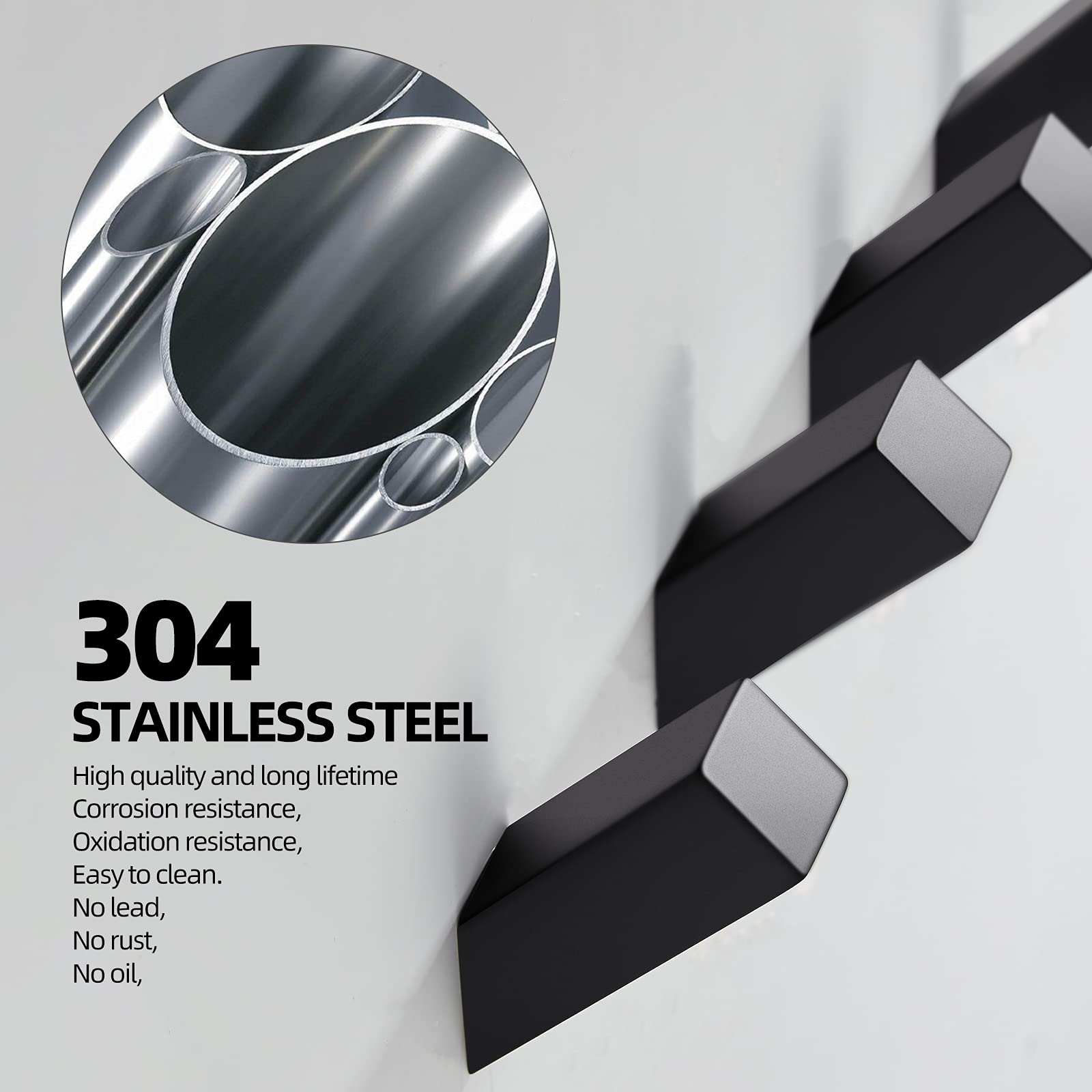 Stainless Steel 304 Towel Hooks - 4pcs Black for Bathroom Kitchen Bedroom