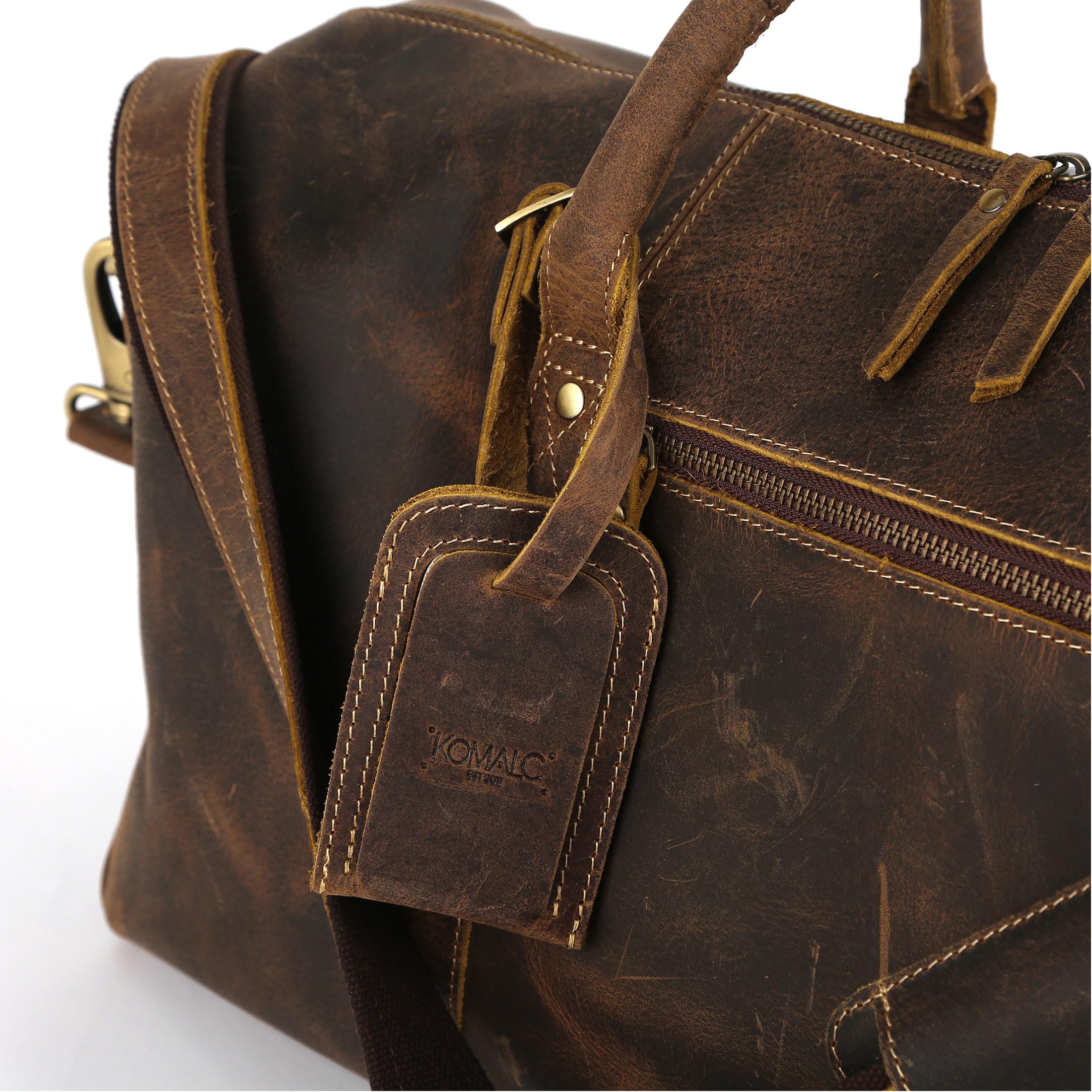 Premium Full Grain Leather Travel Duffel Bag for Men & Women - Durable Overnight Weekender Gym Bag for Sports, Business Trips & Weekend Getaways