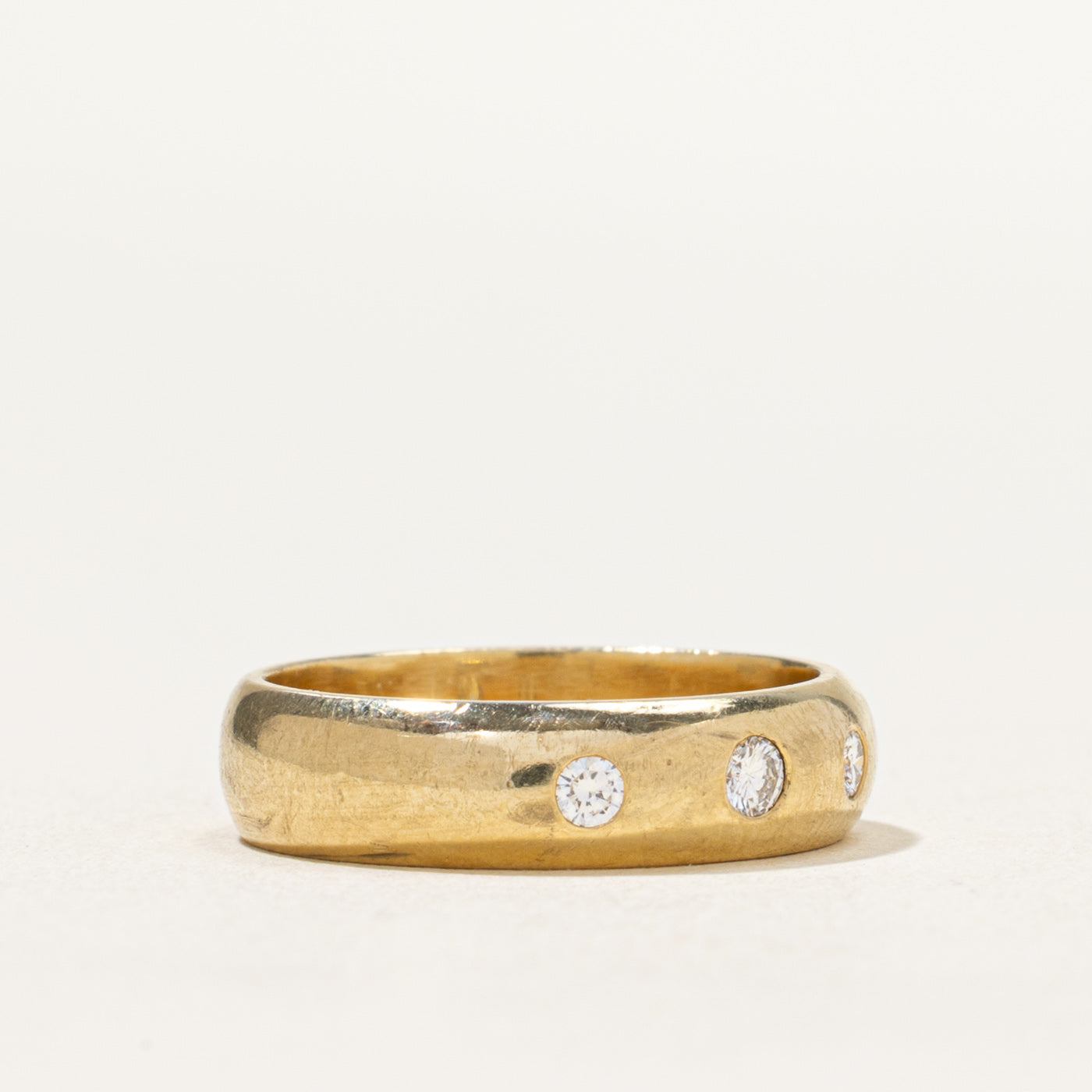 Three Stone Flush Set Diamond Band Ring - 0.15ctw Total Weight - Size 5.5 - Perfect for Anniversary, Wedding, or Everyday Elegance