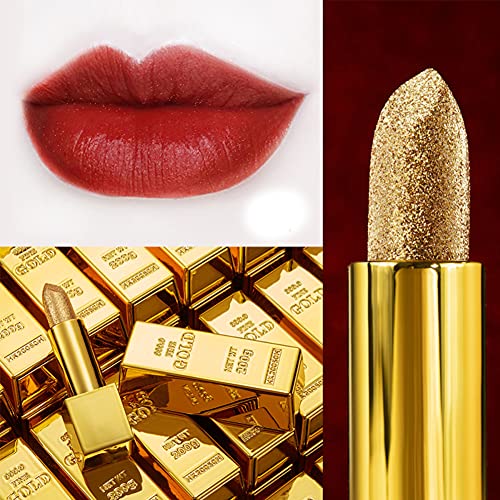 CREAMOON Glitter Lipstick - Velvet Matte Gold, Waterproof & Moisturizing for Wedding & Daily Wear
