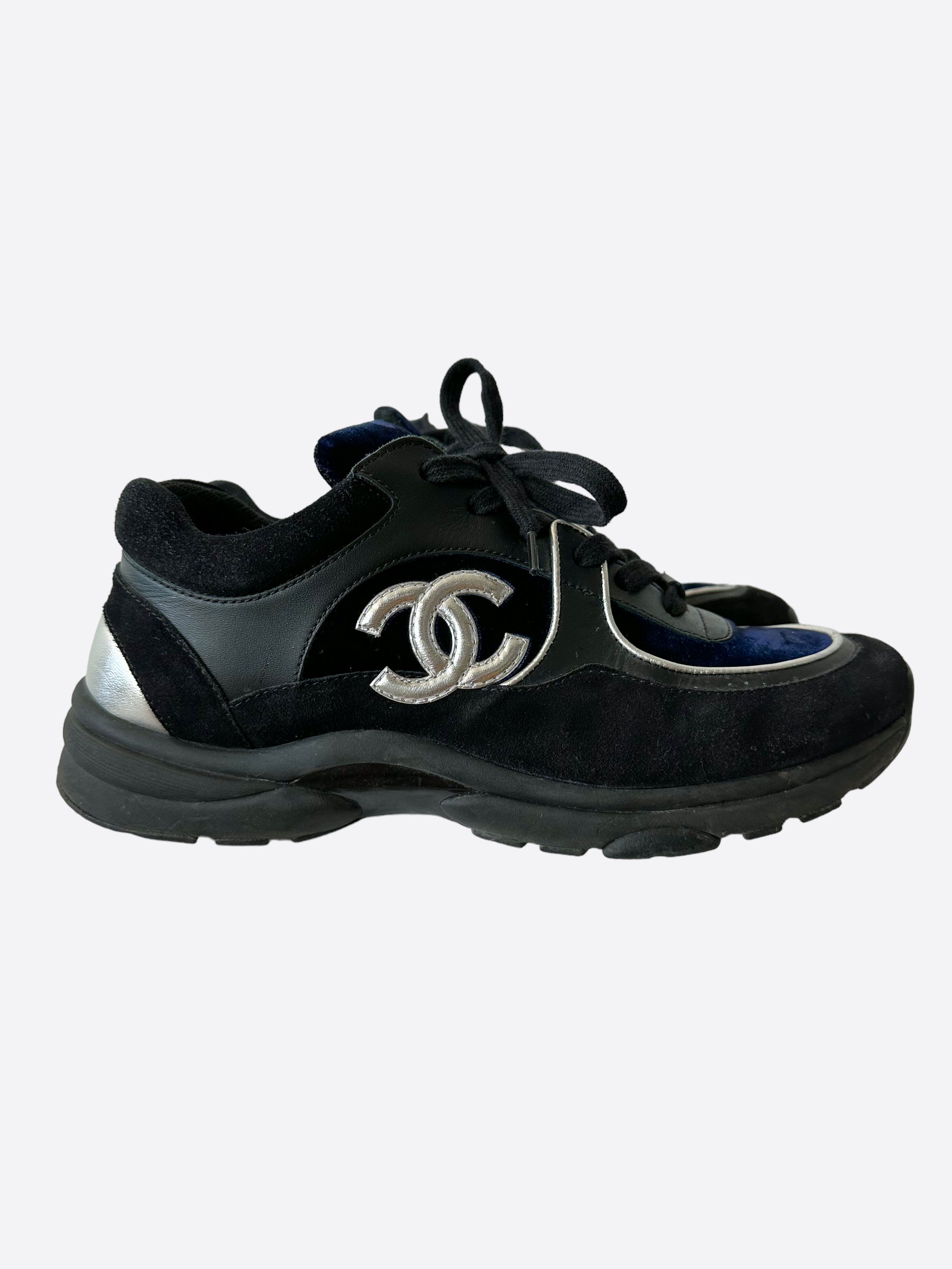 Chanel Black & Blue Velvet Sneakers - Luxury Women's Fashion Shoes for Casual Wear & Street Style