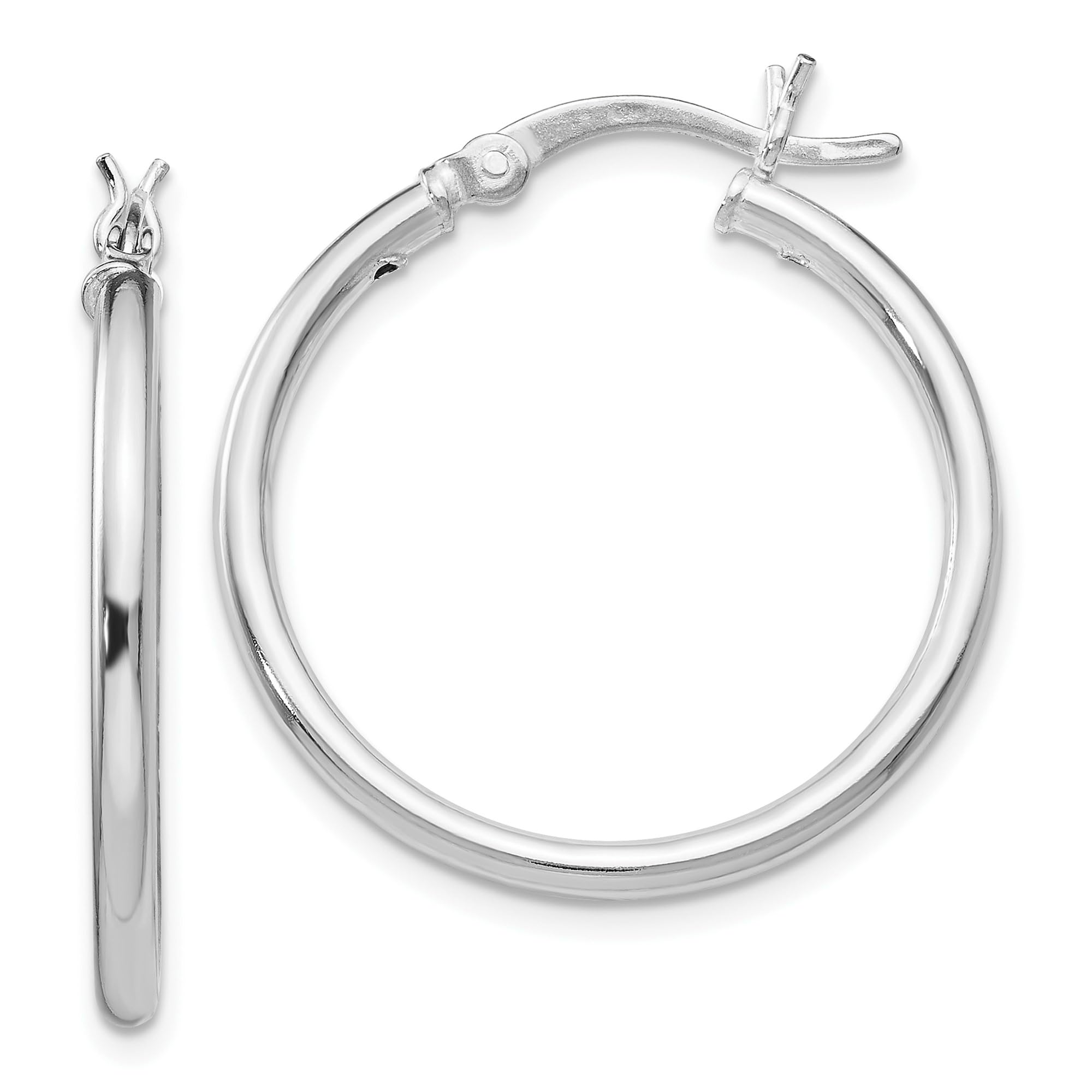 925 Sterling Silver Hinged Round Medium Hoop Earrings for Women - Elegant Everyday & Party Jewelry Gift