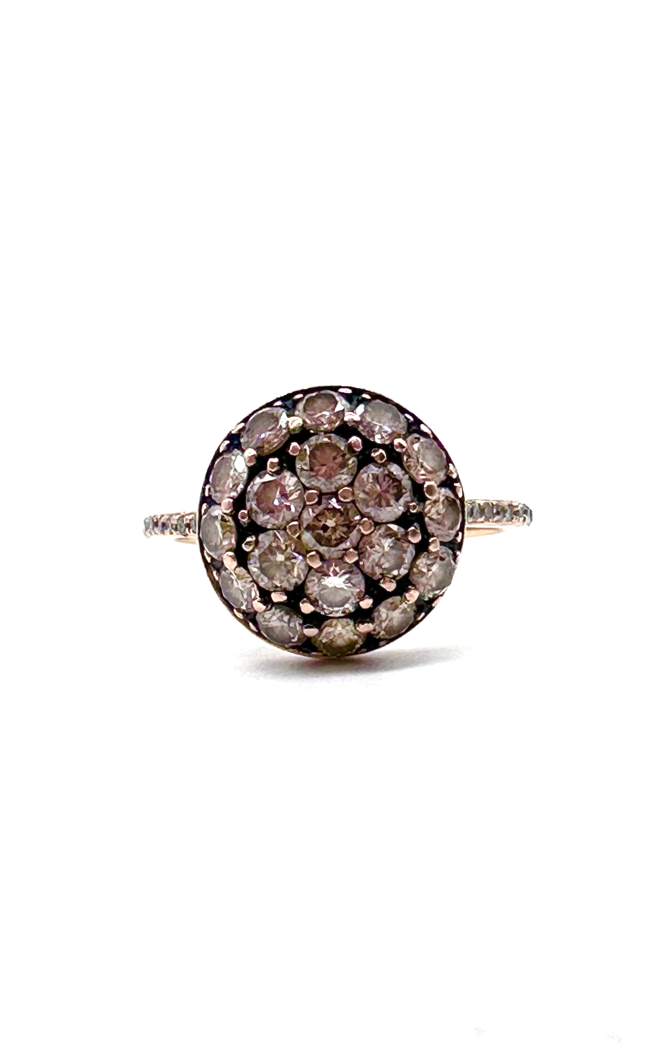 Exquisite 14K Gold Champagne Diamond Halo Cluster Engagement Ring for Women - Perfect for Weddings, Anniversaries & Special Occasions
