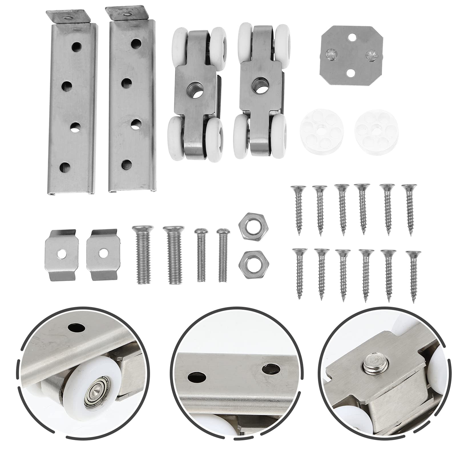 UKCOCO Sliding Door Pulley Set - Stainless Steel Roller Wheels for Toilet, Wardrobe & Barn Doors