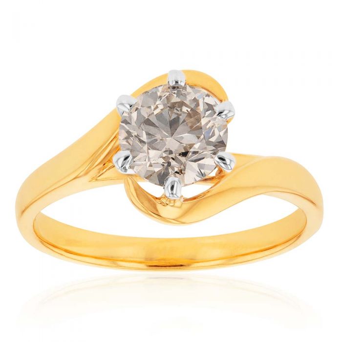 18ct Yellow Gold Solitaire Ring with 1.5 Carat Australian Diamond - Elegant Engagement Wedding Ring for Women