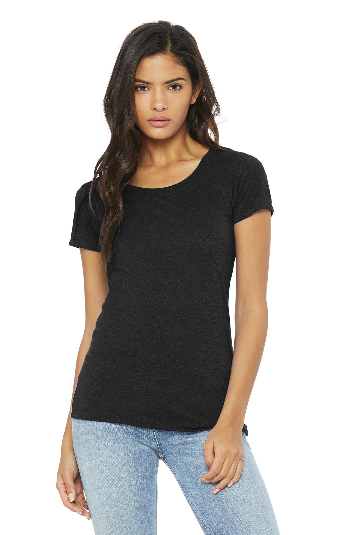 Bella Canvas Ladies Triblend T-Shirt for Women - Soft Comfortable Short Sleeve Crew Neck Tee - Perfect for Casual Wear, Workout & Everyday Outfits - Black