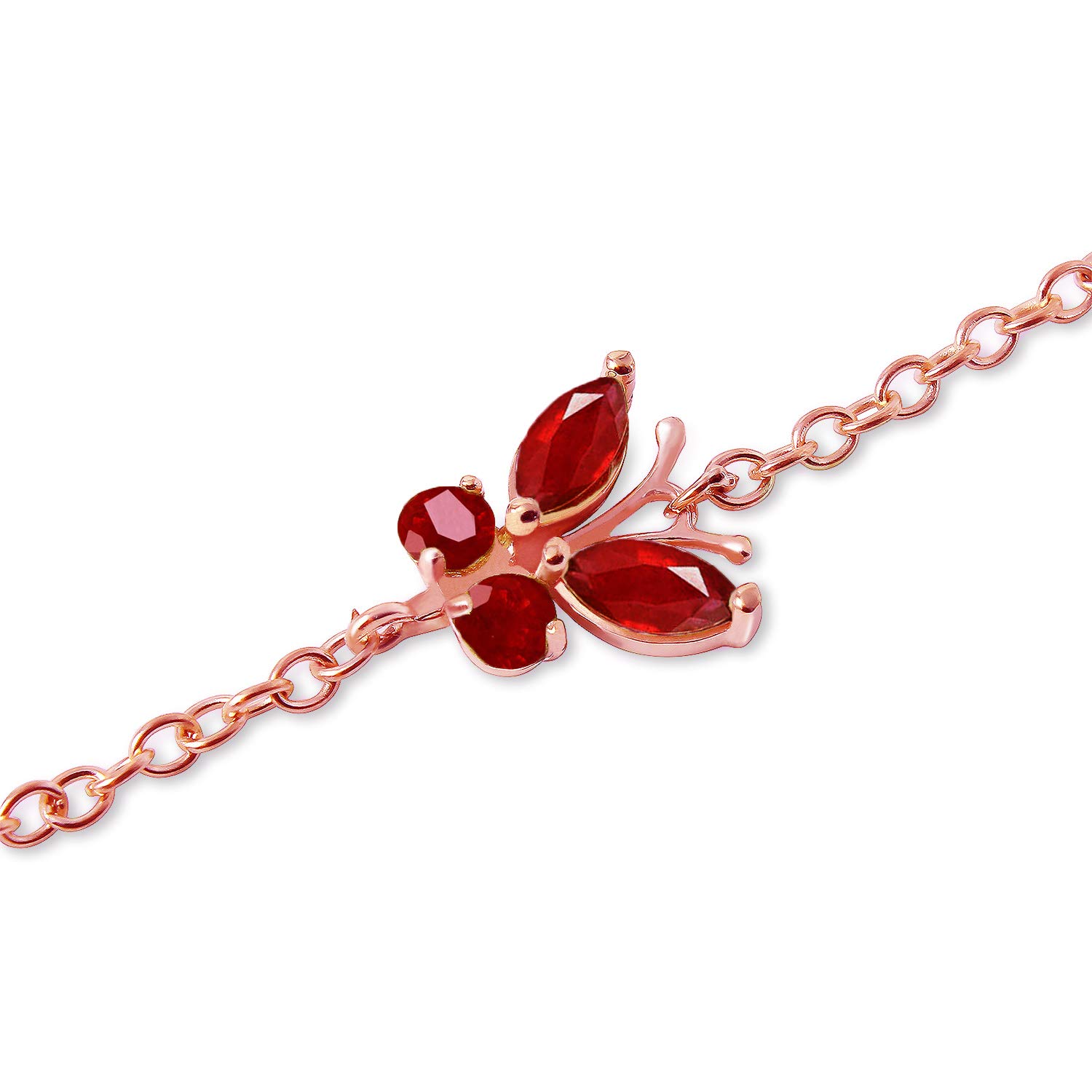 14K Solid Rose Gold Butterfly Bracelet with 0.6 ct Ruby - Elegant Jewelry for Women, Perfect Gift for Birthday, Anniversary & Valentine's Day | GG Galaxy Gold Collection