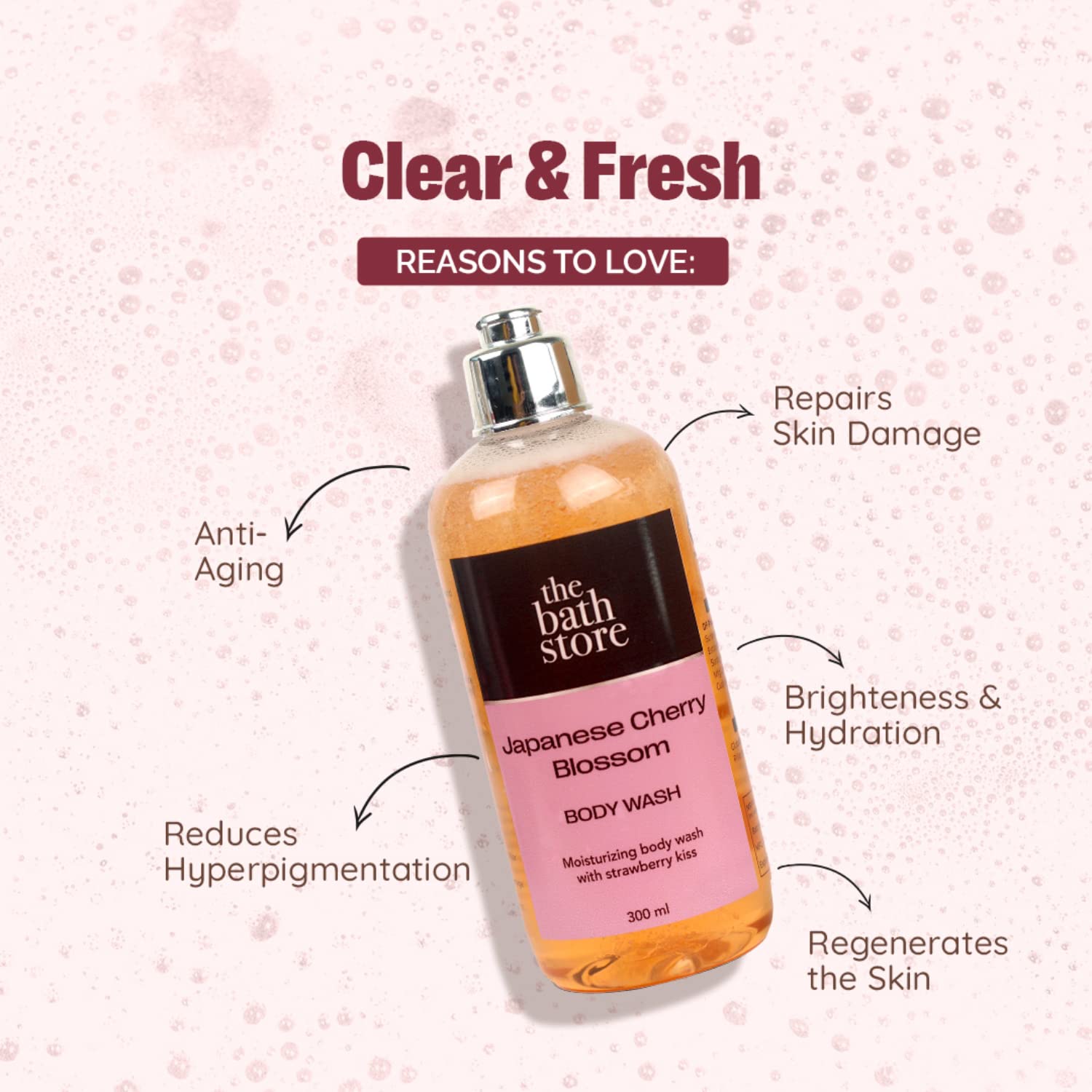 Japanese Cherry Blossom Body Wash & Shower Gel - Acne Cleansing, Exfoliating & Tan Removal for Men & Women | Long-Lasting Fragrance, 300ml | Perfect for Summer Skincare & Daily Refreshment