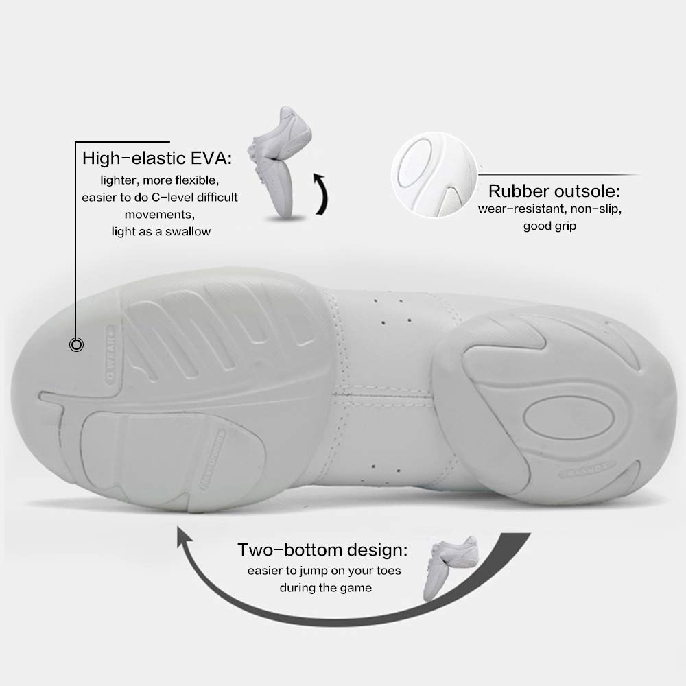 Best Cheerleading Shoes for Youth Girls - White Athletic Dance Sneakers for Competition, Sport & Training - Perfect for Cheer, Dance & Gym Performance