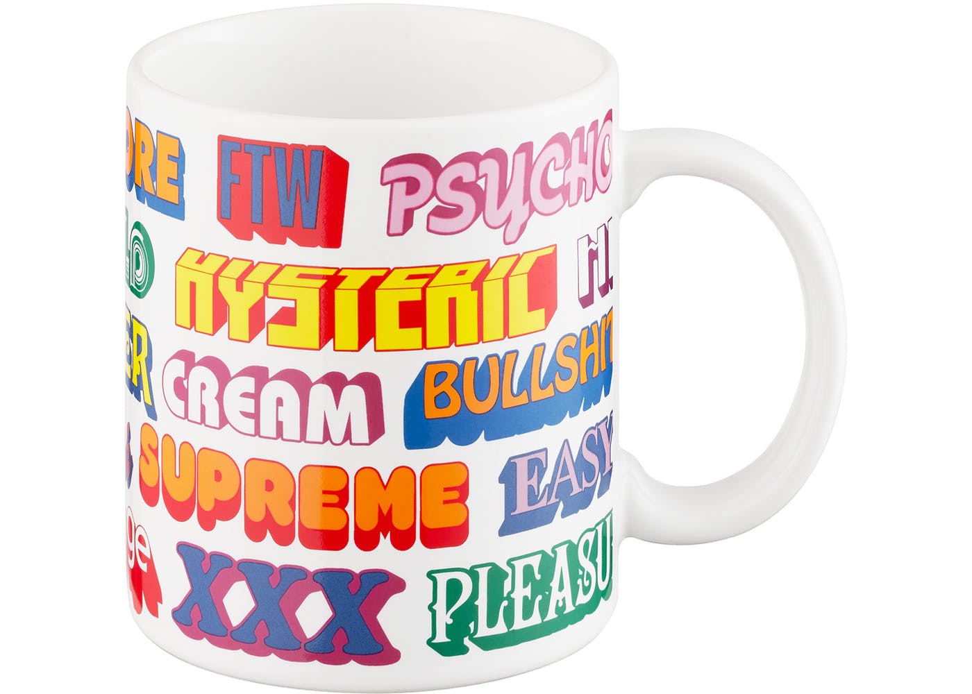 Supreme Hysteric Glamour Ceramic Coffee Mug - 12oz White Porcelain Tea Cup with Handle - Perfect for Home, Office & Gifts
