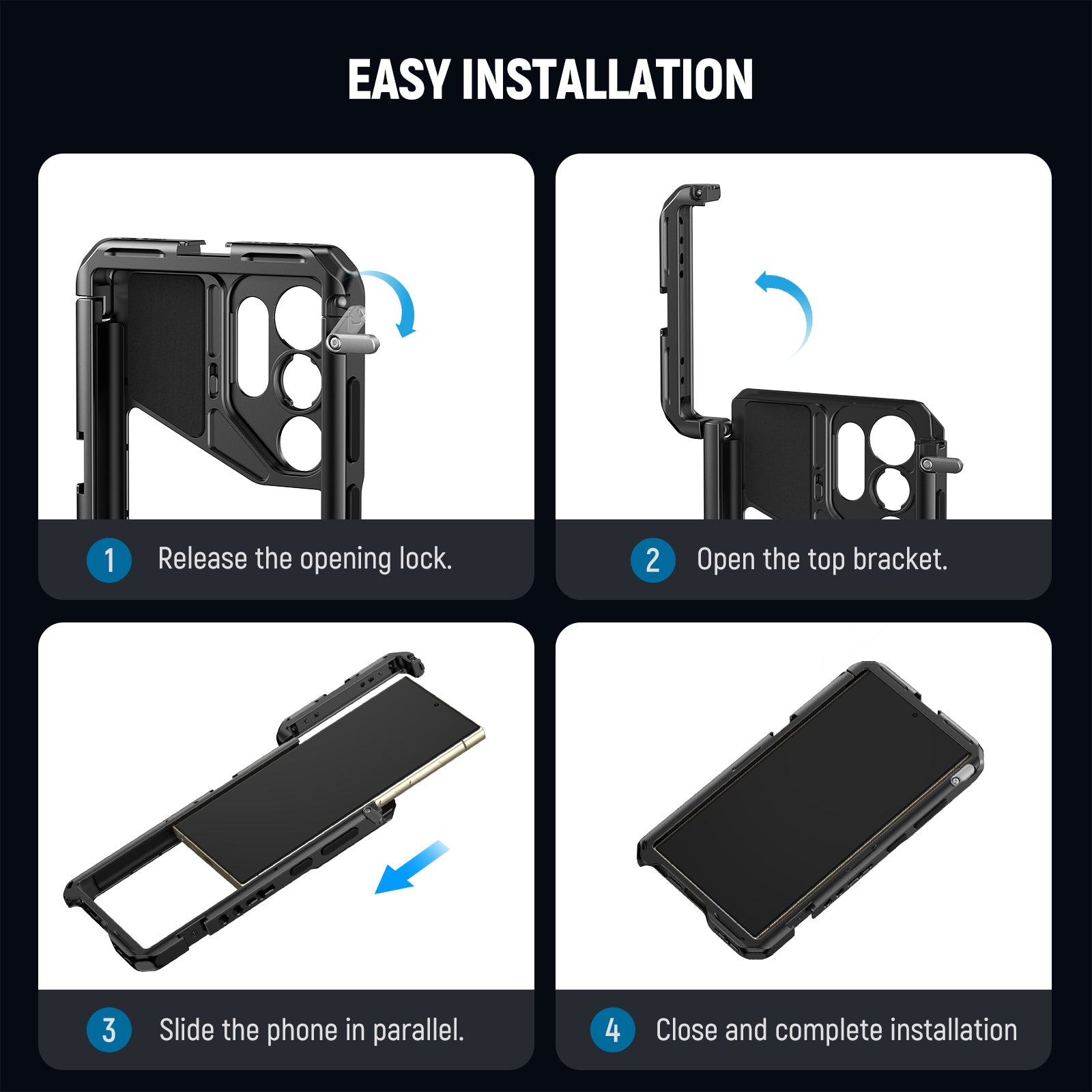 NEEWER PA042 Universal Phone Cage Mount for Samsung Galaxy S24 Ultra - Perfect for Smartphone Videography, Vlogging & Live Streaming