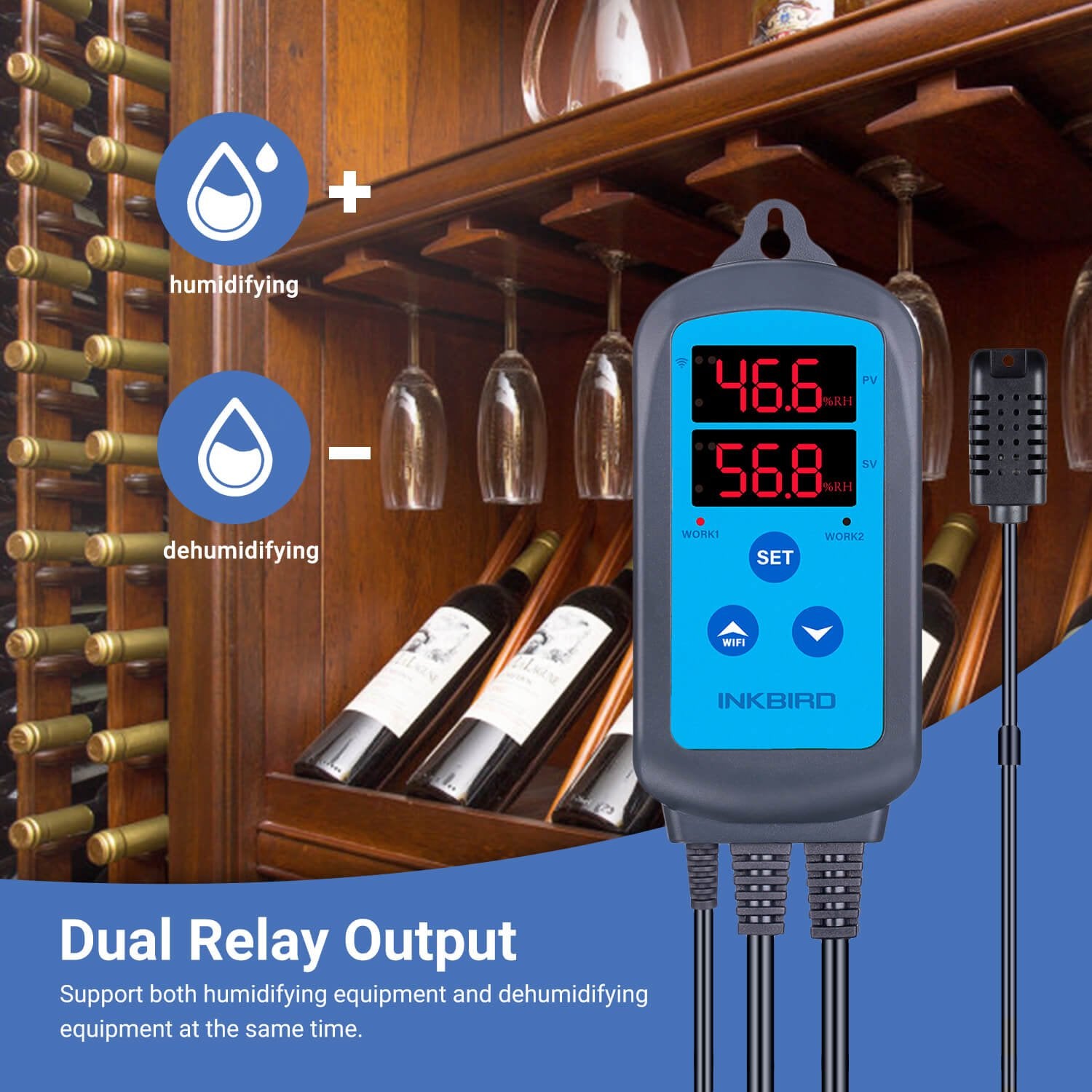Smart WiFi Humidity Controller IHC 200 - Digital Hygrometer & Thermostat for Home, Greenhouse, and Wine Cellar Climate Control