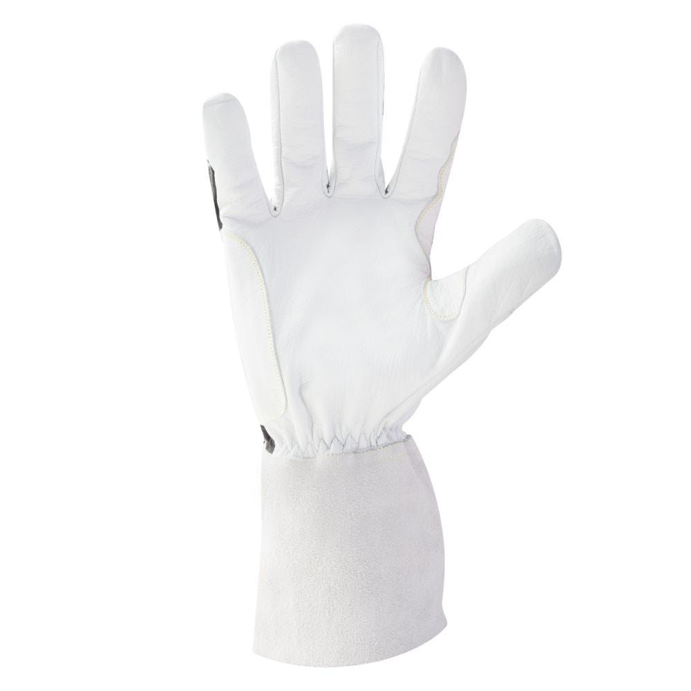 212 Performance ARCTIGEC5 05 008 ARC Economy TIG Cut 5 Resistant Goatskin Welding Gloves - Small, Black/White - Ideal for MIG/TIG Welding, Metal Fabrication & High Heat Protection