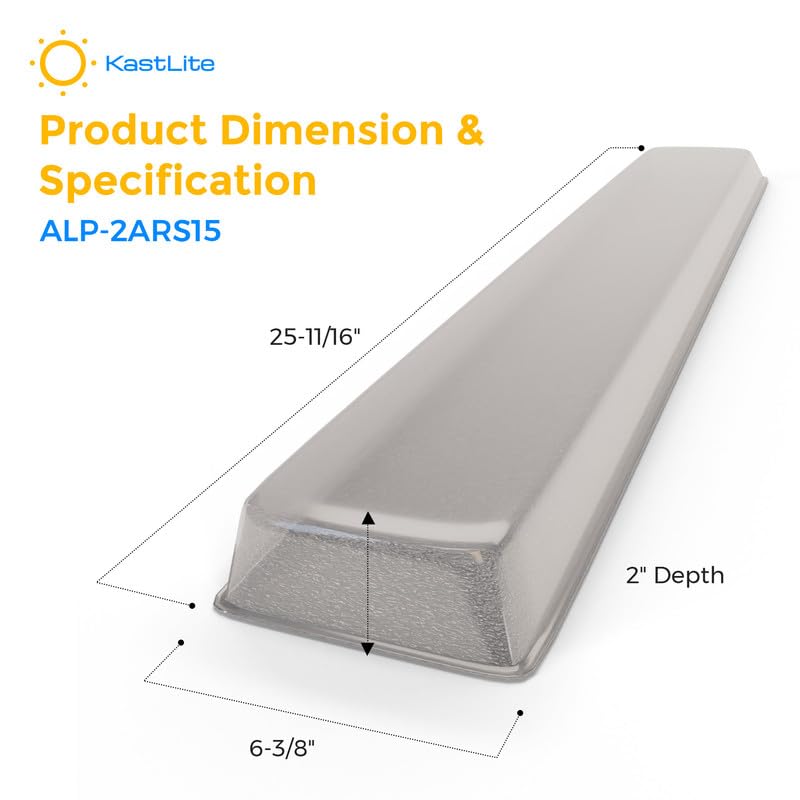 KastLite Vapor Tight Light Fixture Cover Replacement - 2ARS15 ALP Matte Acrylic Lens for Sentry Series & Fluorescent Lights, 6-3/8