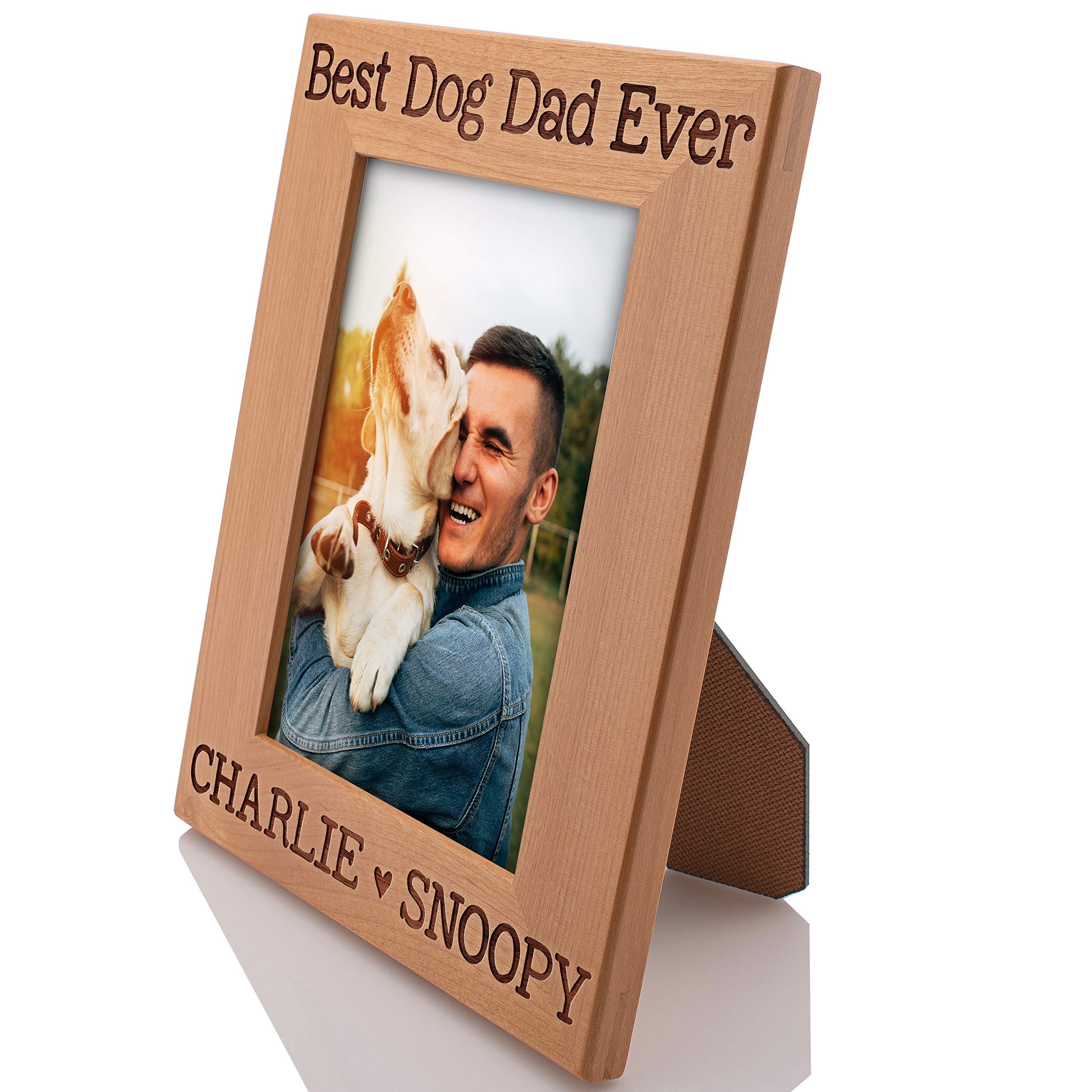 Personalized Dog Dad Picture Frame - Custom Engraved 5x7 Photo Frame | Unique Gift for Dog Lovers & Fathers | Perfect for Home Decor, Office Desk & Pet Memorial