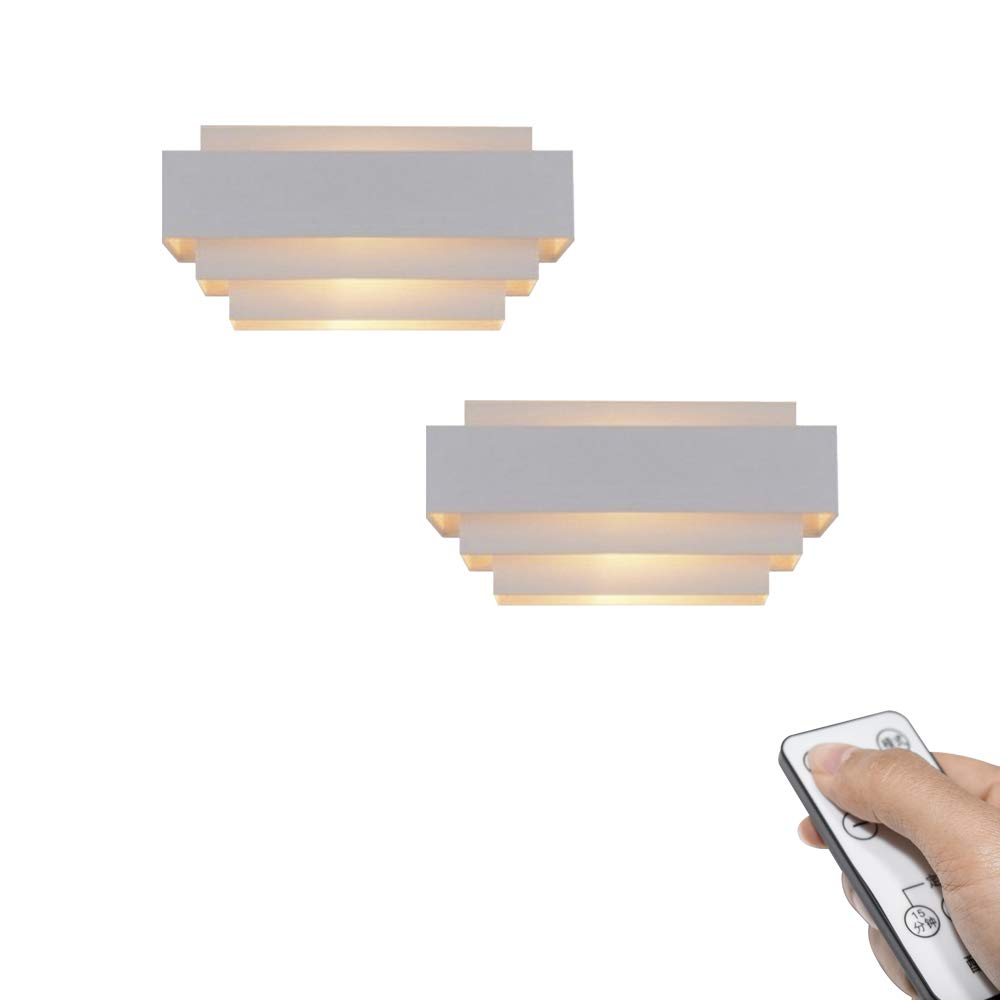 ANYE 2-Pack Dimmable LED Wall Lamp - USB Rechargeable, Magnetic Base, Remote Control - Modern White Metal Design for Bedroom, Reading Nook, Staircase & Loft Lighting