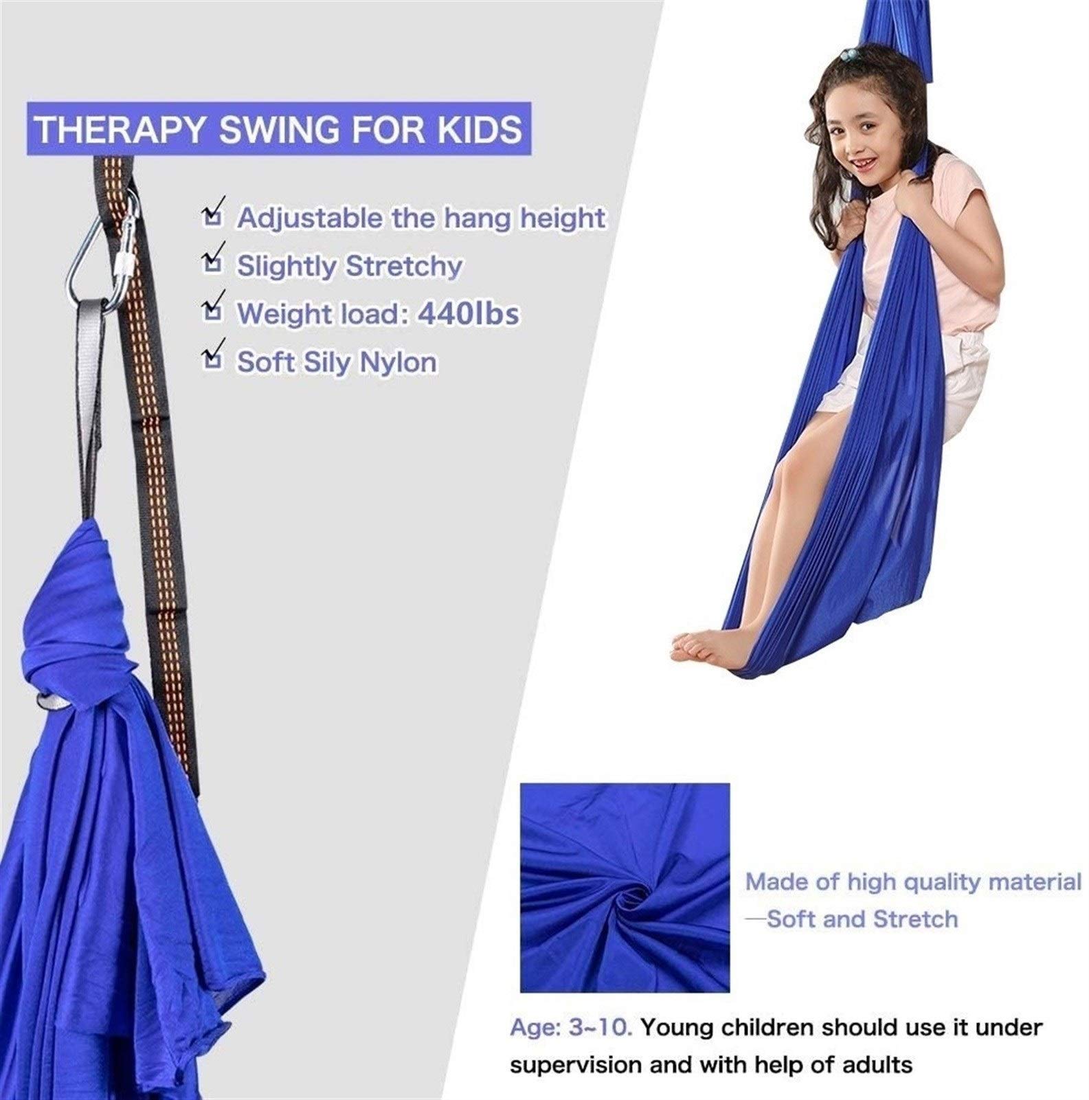 Sensory Swing for Kids & Adults - Heavy Duty 440lbs Capacity Adjustable Therapy Hammock with Hardware (Orange, 59x110 Inch) - Perfect for Autism, ADHD, Anxiety Relief & Indoor/Outdoor Relaxation