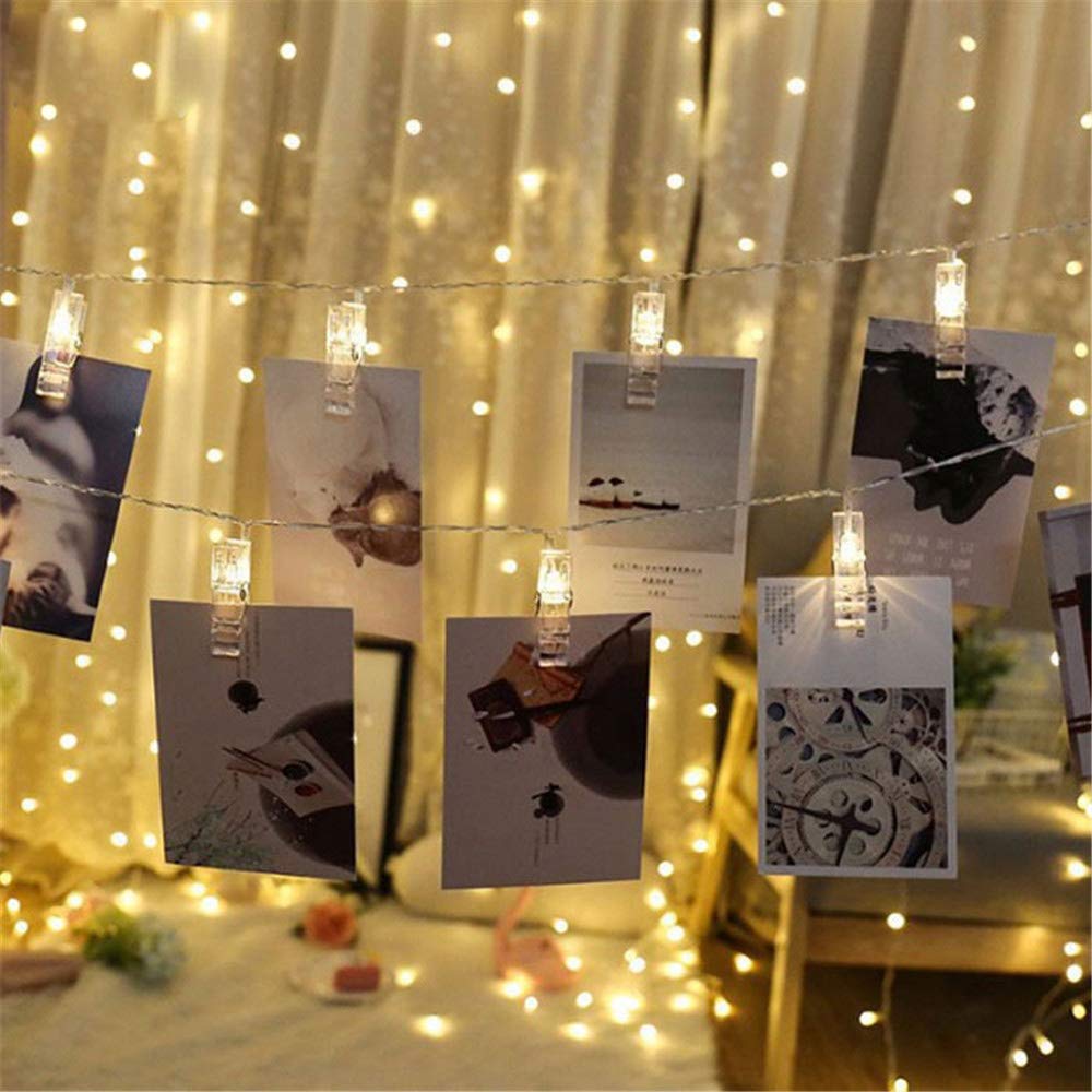Dopheuor LED Fairy Clip String Lights - Battery Operated Photo Hanging Lights for Christmas, Wedding, Birthday, Halloween Decor - Perfect for Bedroom, Patio, Party & Festival Decorations