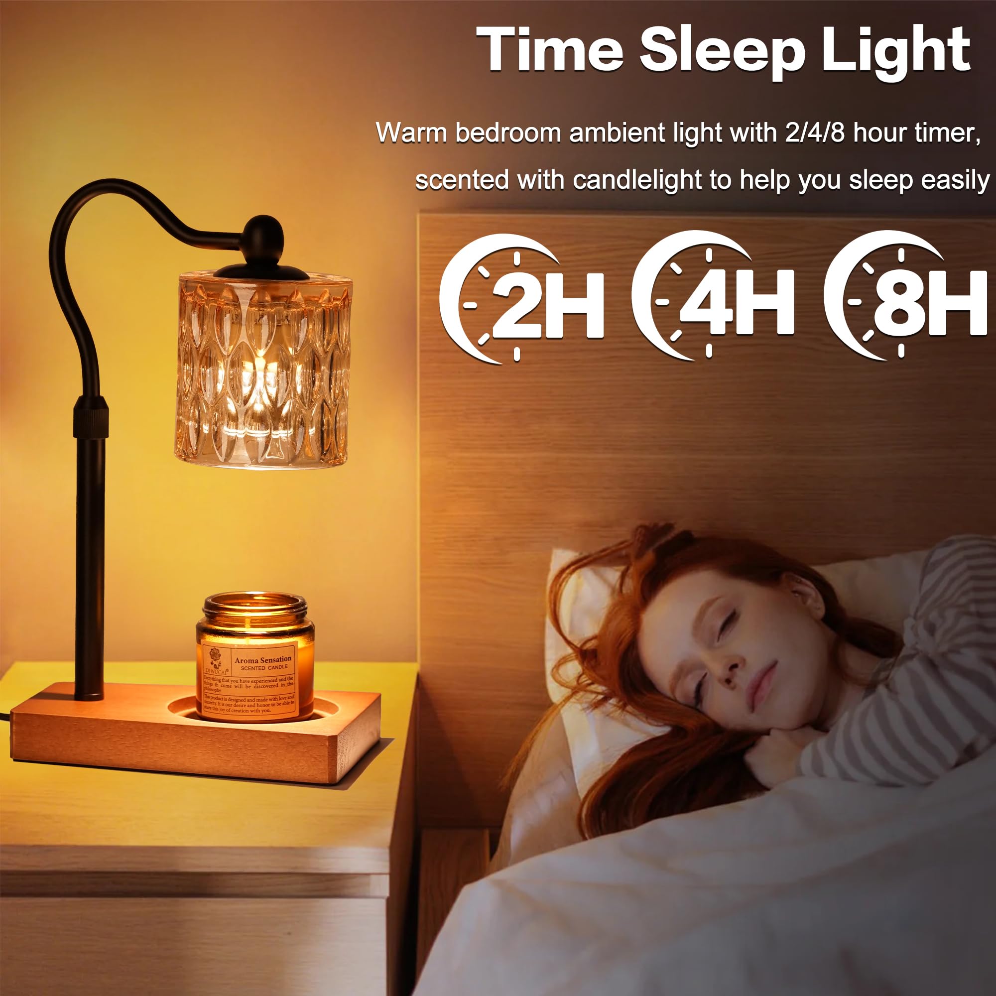 Adjustable Height Candle Warmer Lamp with Timer - Wax Melt Warmer for Home Decor, Housewarming Gifts - Includes 2 Bulbs for Cozy Ambiance in Living Room, Bedroom & Office