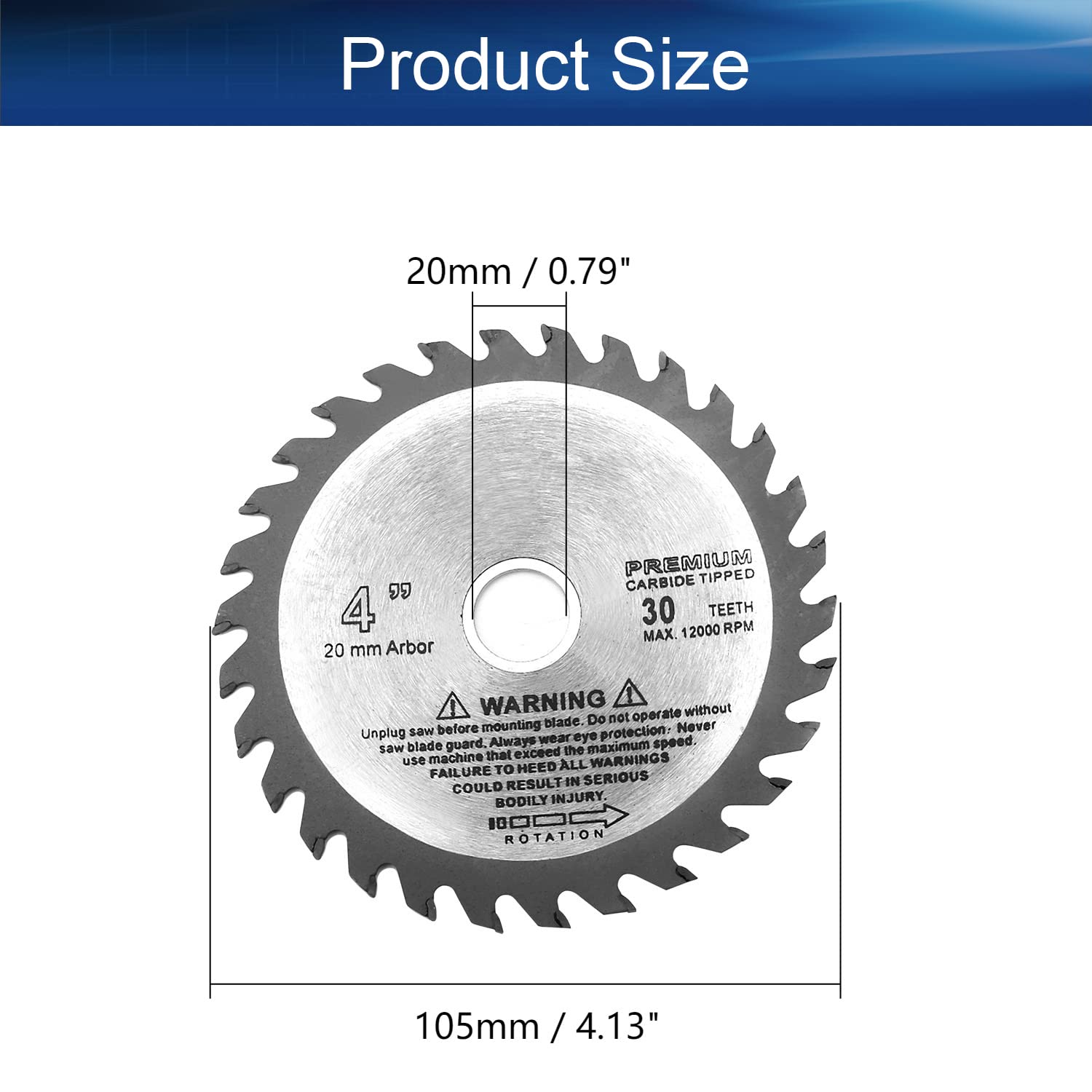 4 Inch Auniwaig Carbide Tipped Circular Saw Blade - 30T Wood Cutting Disc with 20mm Arbor for Hard & Soft Wood - Perfect for DIY Projects, Woodworking, and Professional Cutting Tasks