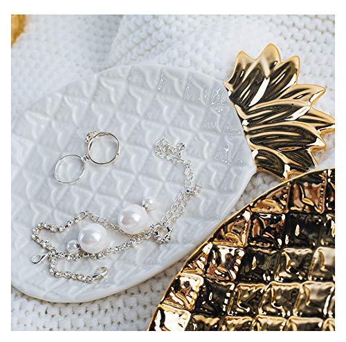 Lependor White Pineapple Ceramic Jewelry Tray - Elegant Ring Dish & Organizer for Jewelry, Keys, Phone, Watch, Wallet - Perfect Wedding & Birthday Gift - Home Decor & Vanity Display Accessory (Large Size)