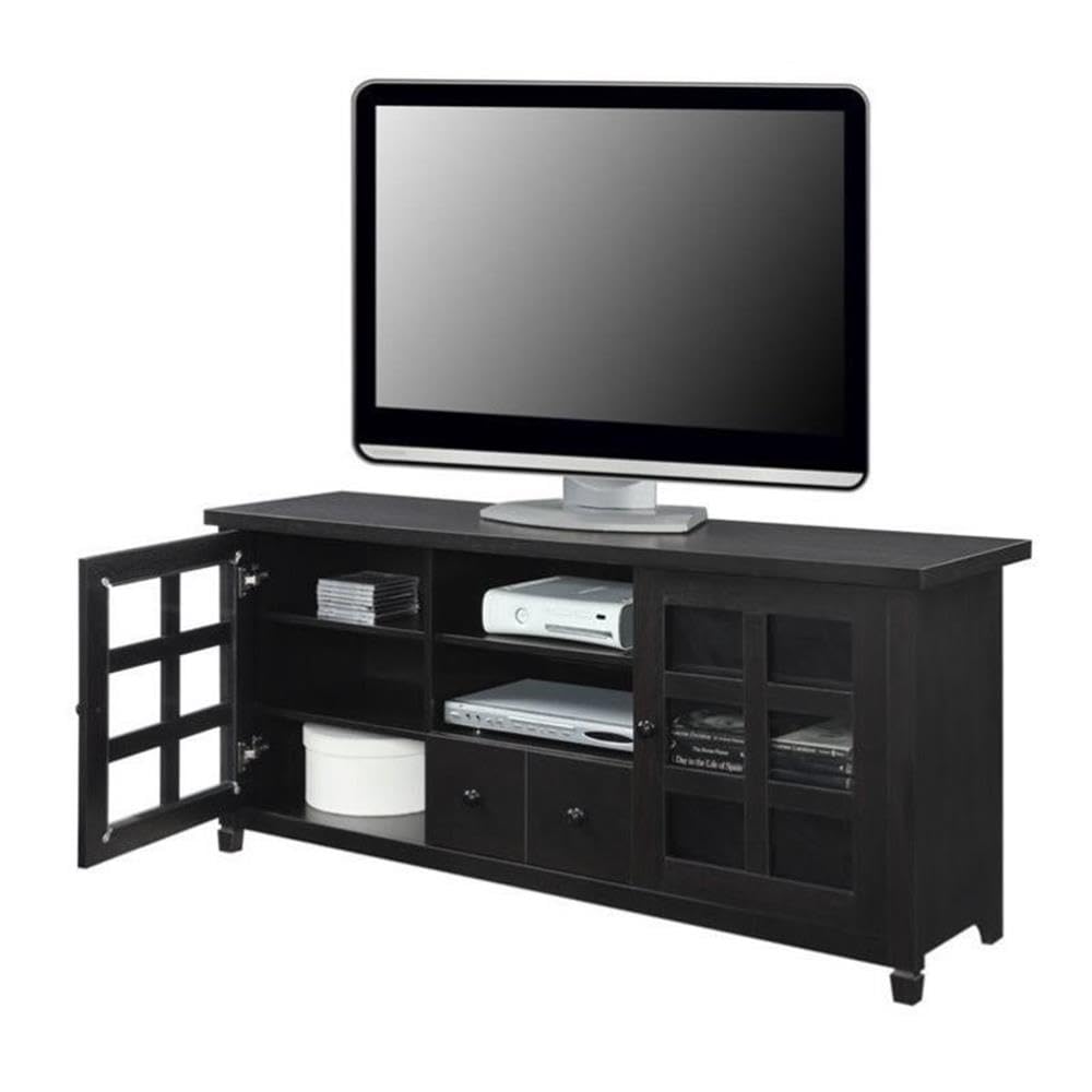 Pemberly Row 60 Inch TV Stand Entertainment Center Console - Espresso Finish for Living Room, Bedroom & Home Theater Setup